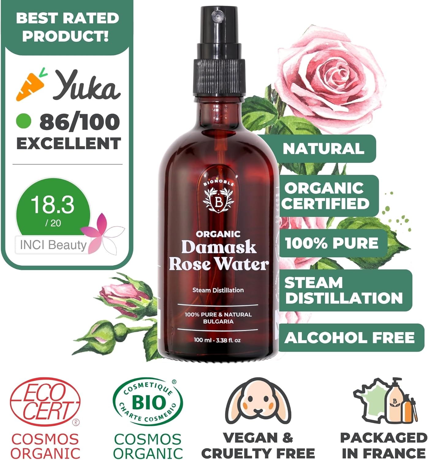 Thumbnail 1 de BIONOBLE Organic Rose Water Spray 100ml