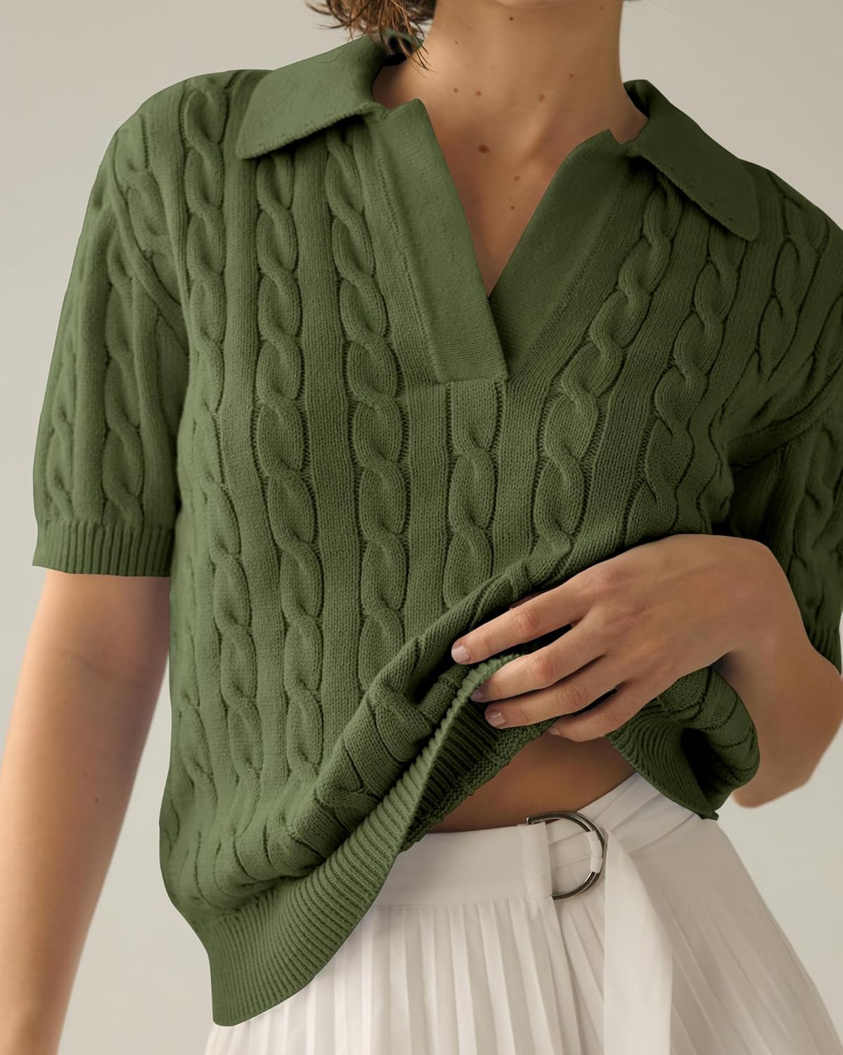 Thumbnail 2 de Imily Bela Cable Short Sleeve Sweater