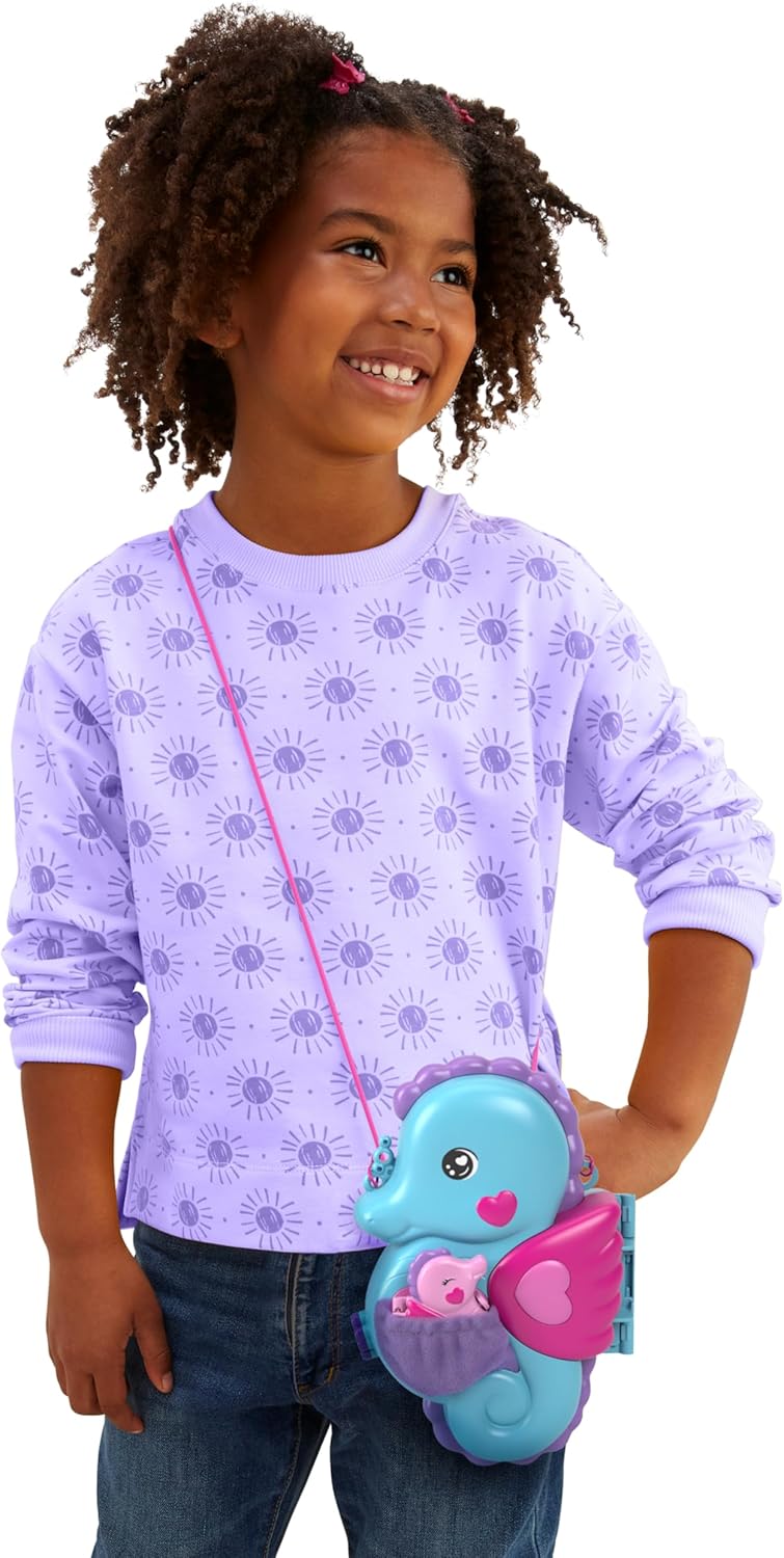 Thumbnail 1 de Polly Pocket Dolls & Playset with Pets & 13 Accessories – 2-in-1 Seahorse Wearable Purse
