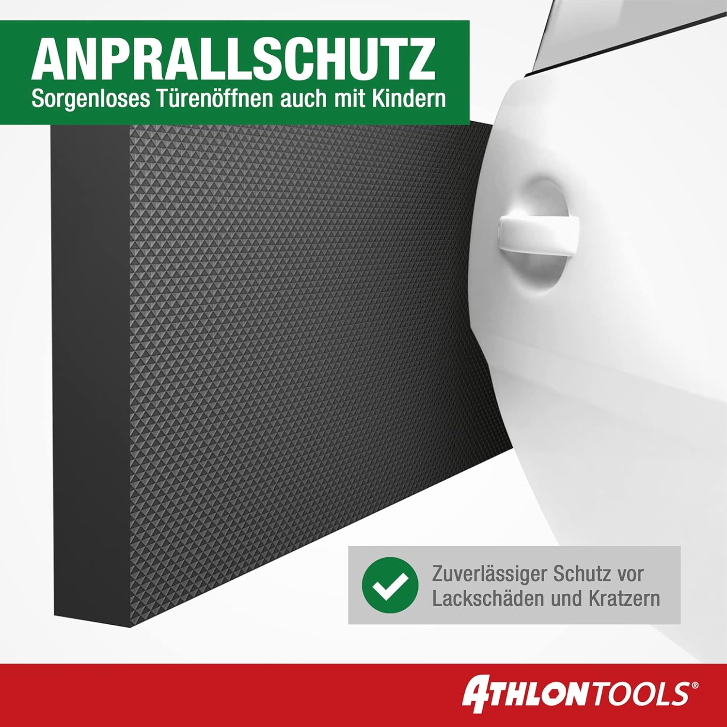 Detalle 2 de ATHLON TOOLS 4X MaxProtect Premium Garagen-Wandschutz selbstklebend (je 40 × 20 × 2,0 cm) – Türkantenschutz, Schwarz