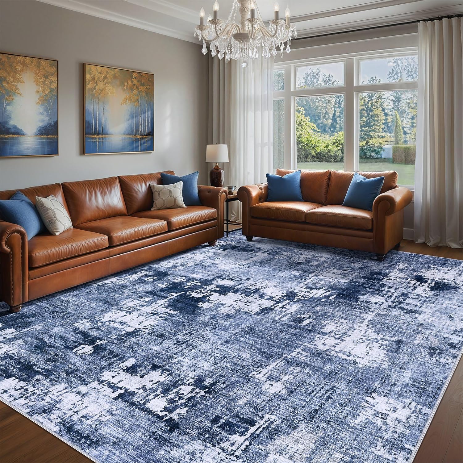 Detalle de DMOYEST 8x10 Washable Navy Blue Area Rug ๐ก