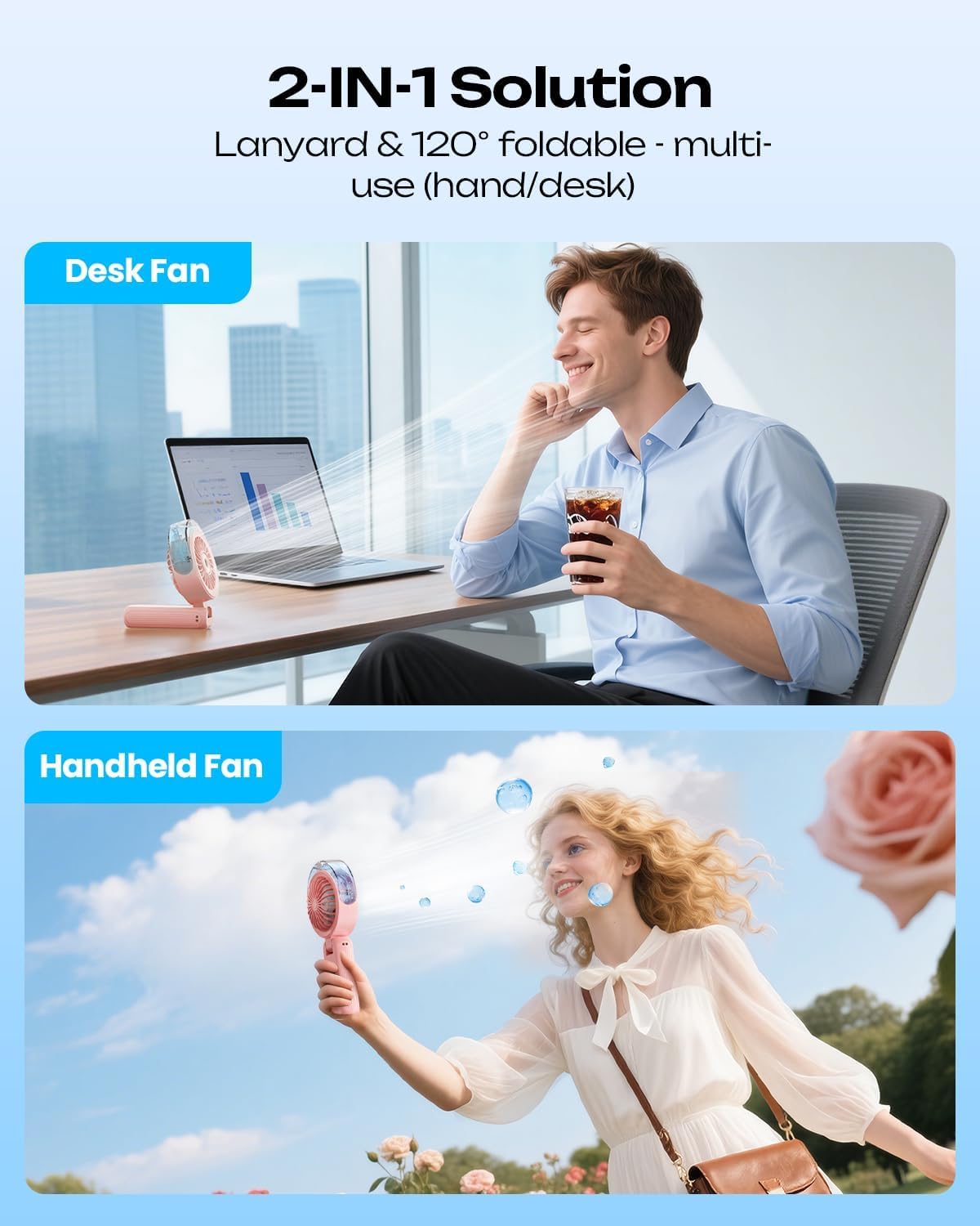 Thumbnail 5 de Otlonpe S-P6 Handheld Misting Fan, 4 Speeds, 4000mAh, Foldable