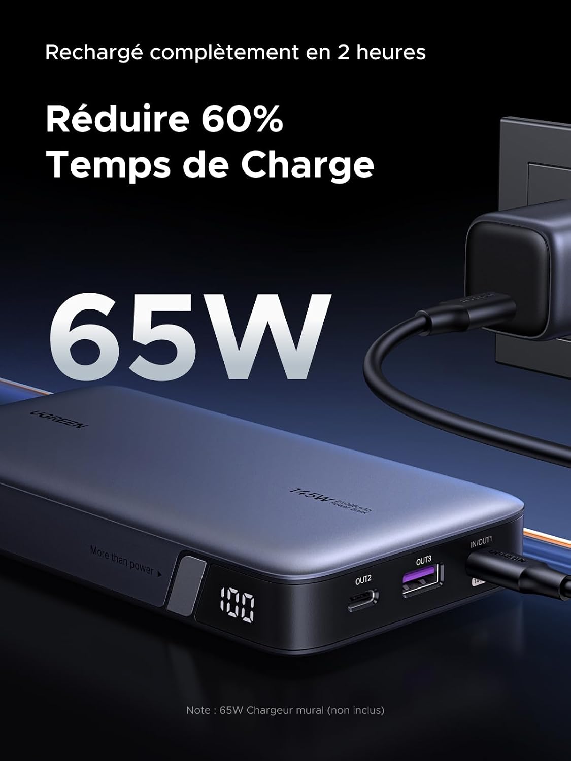 Detalle de UGREEN Nexode 145W Batterie Externe 25000mAh – Power Bank USB-C PD3.1 140W