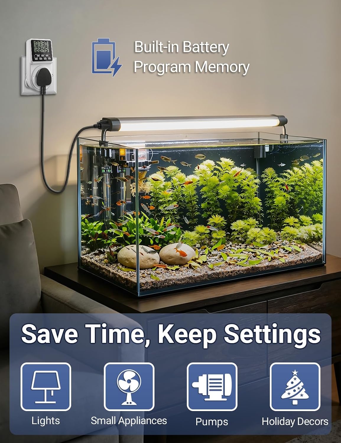 Detalle 2 de ORIDGET 24 Hour Digital Electric Timer Plug Socket (13A / 240V) with Countdown & Repeat Cycle
