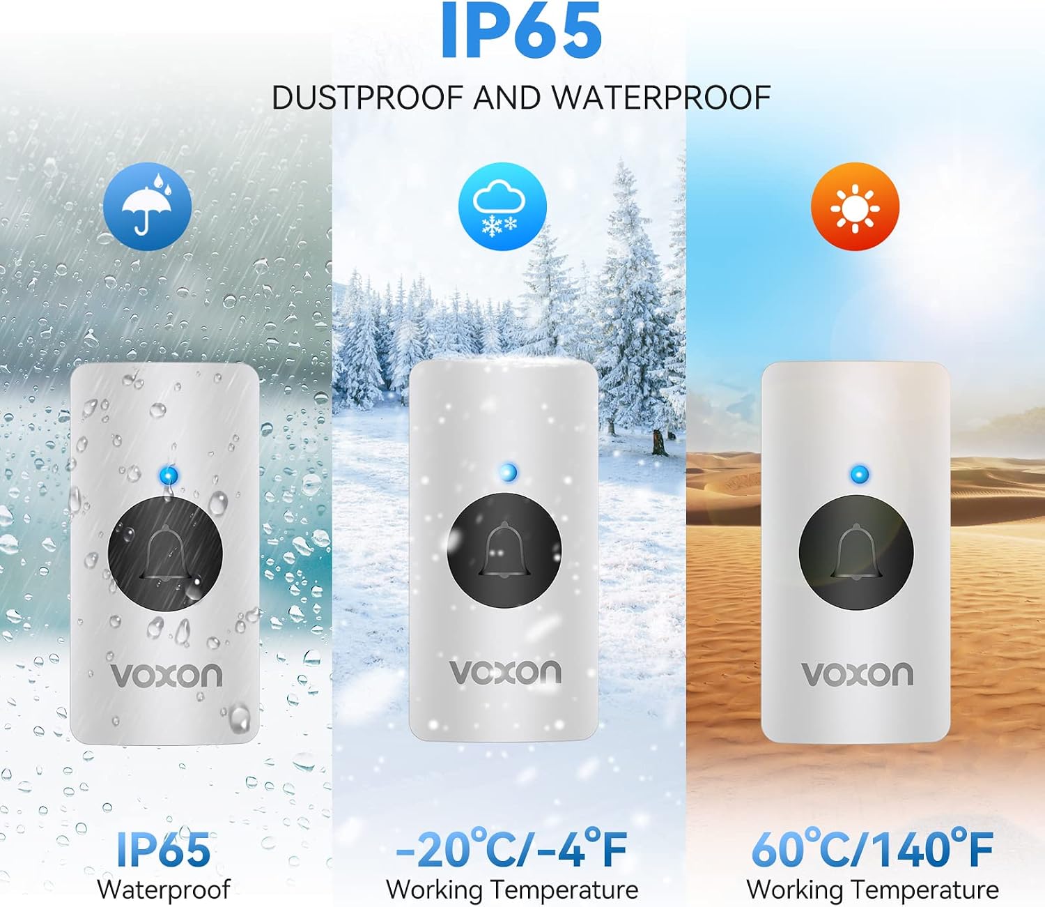 Detalle 2 de VOXON Wireless Doorbell 400m with 2 Receivers