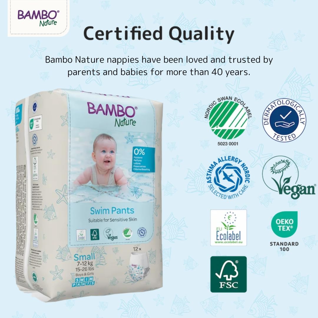 Detalle 2 de Bambo Nature Premium Swim Nappy Pants (Small 7–12 kg) – disposable swim nappies for water days
