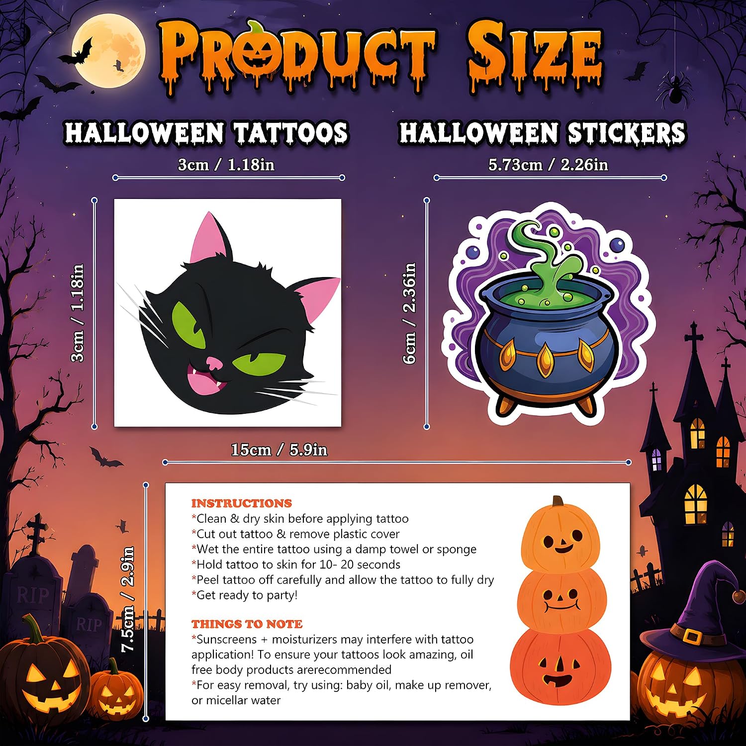 Detalle 2 de Halloween Sticker and Tattoo Set, 160 Pieces