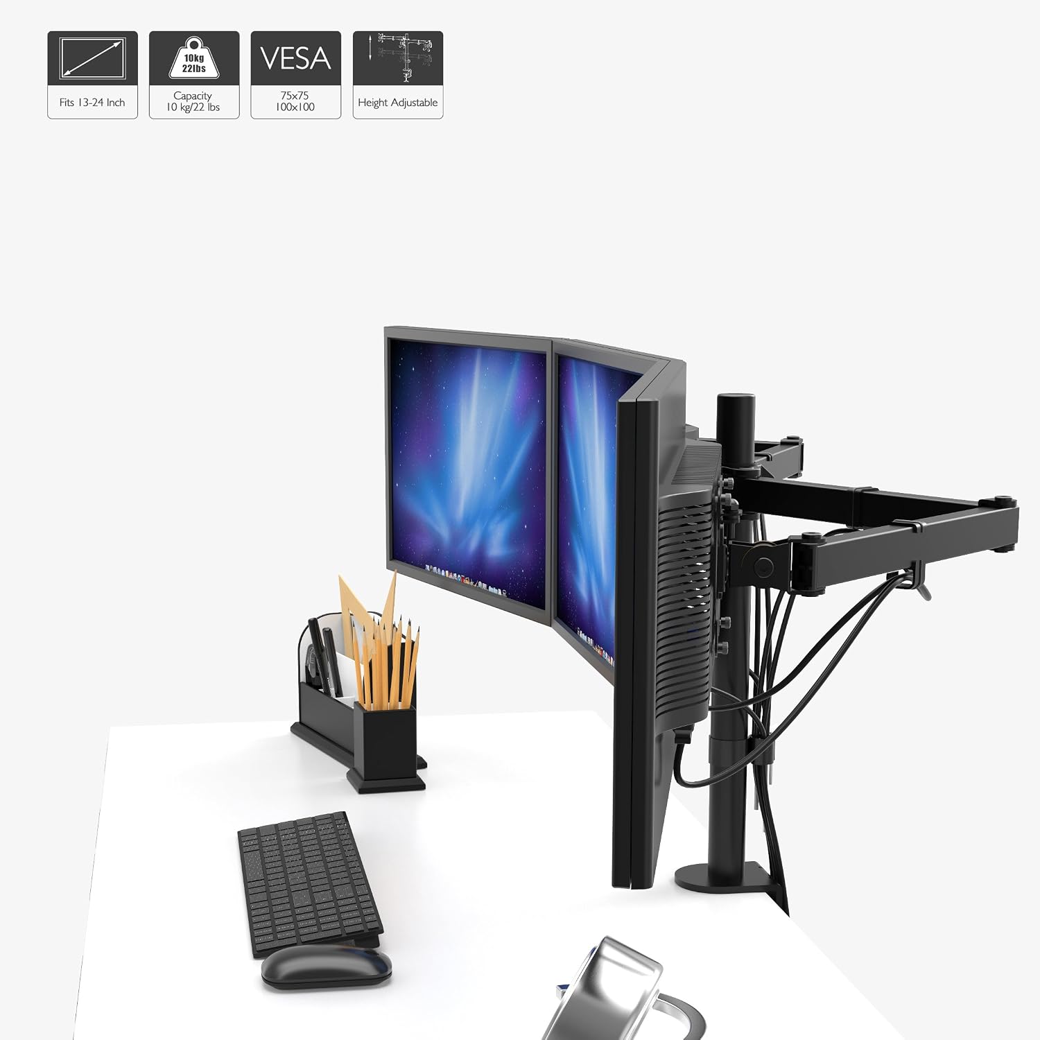 Thumbnail 1 de BONTEC Supporto monitor triplo 13–24" per scrivania