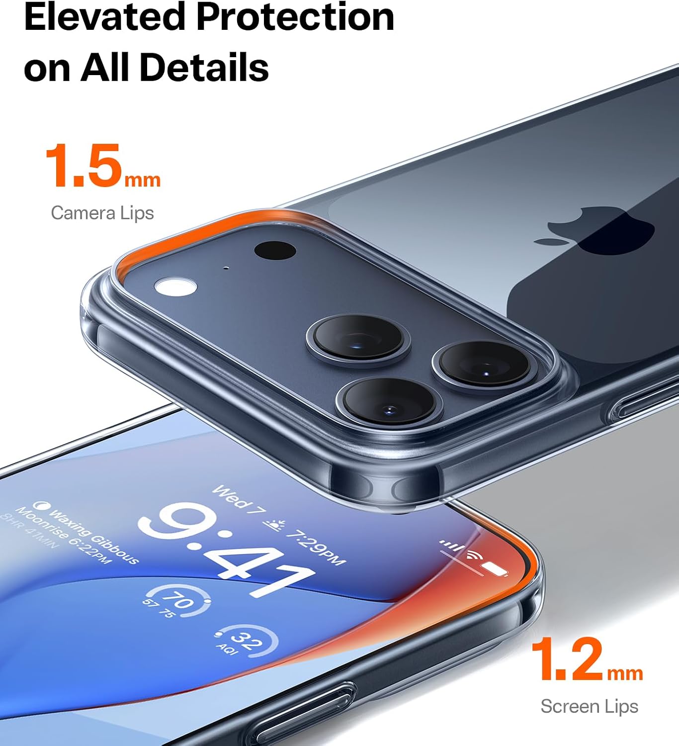 Detalle 2 de TORRAS Slim Fit Case for iPhone 17 Pro Max — Ultra Thin, Clear