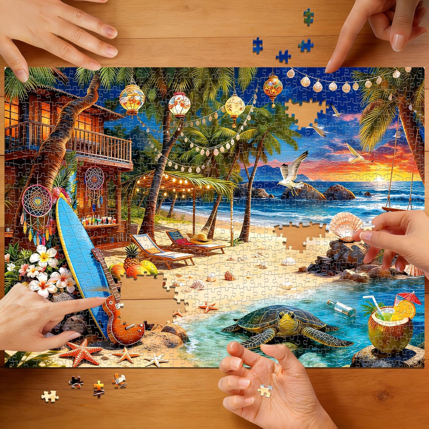 Detalle 2 de Beach House Puzzles for Adults: 1000-Piece Beach Sunset Jigsaw