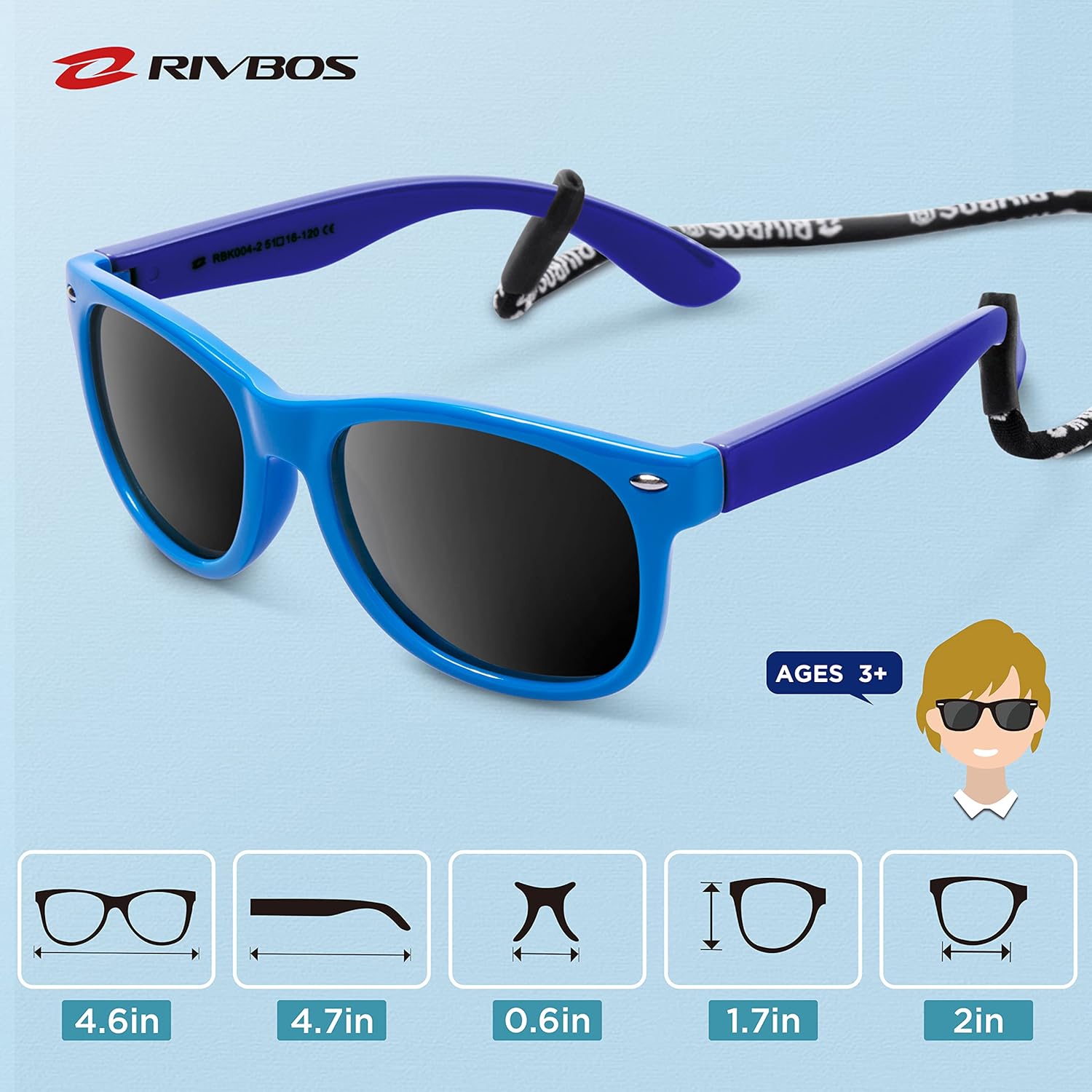 Thumbnail 4 de RIVBOS Kids Polarized Sunglasses UV400 3-10