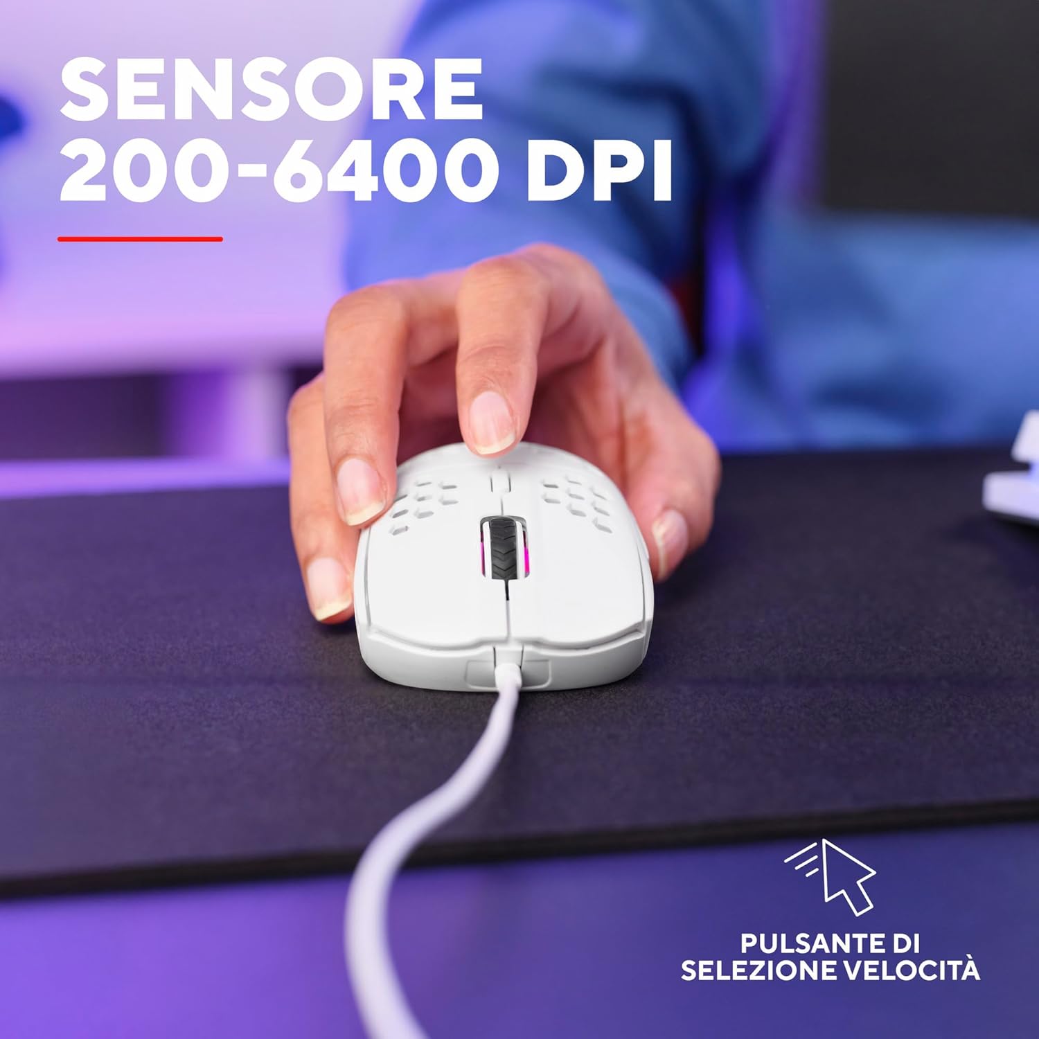 Thumbnail 3 de GXTrust 928W Helox mouse gaming superleggero da 65g con DPI 200–6400, 6 pulsanti programmabili e RGB