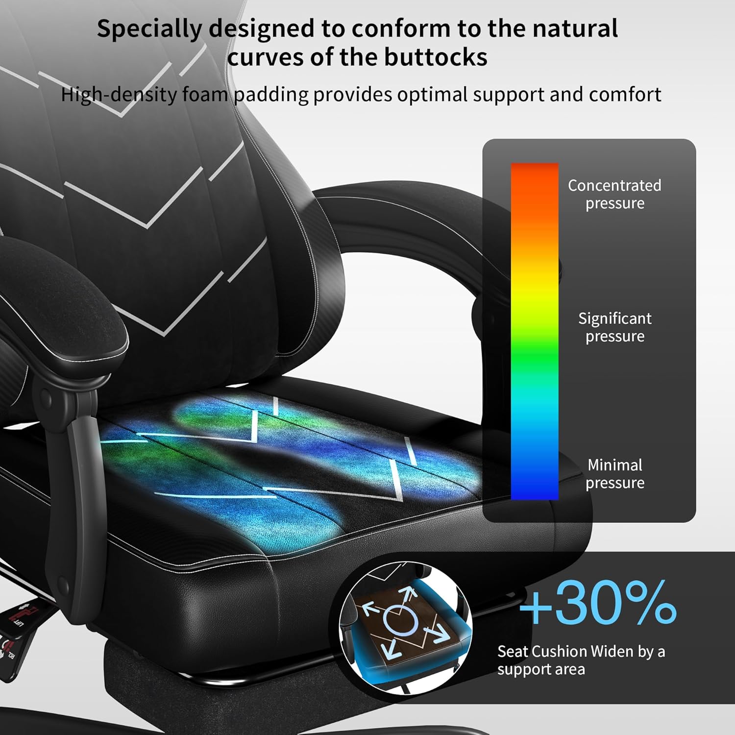 Thumbnail 5 de JUMMICO Sedia da Ufficio Ergonomica con Supporto Lombare Dinamico e Poggiapiedi: comfort prolungato per home office