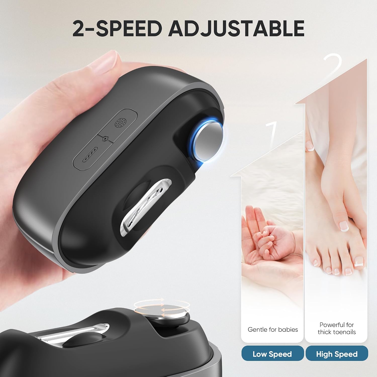 Detalle de Electric Nail Clippers: 2026 Upgraded Safe Automatic Nail Trimmer & Grinder with LED Light