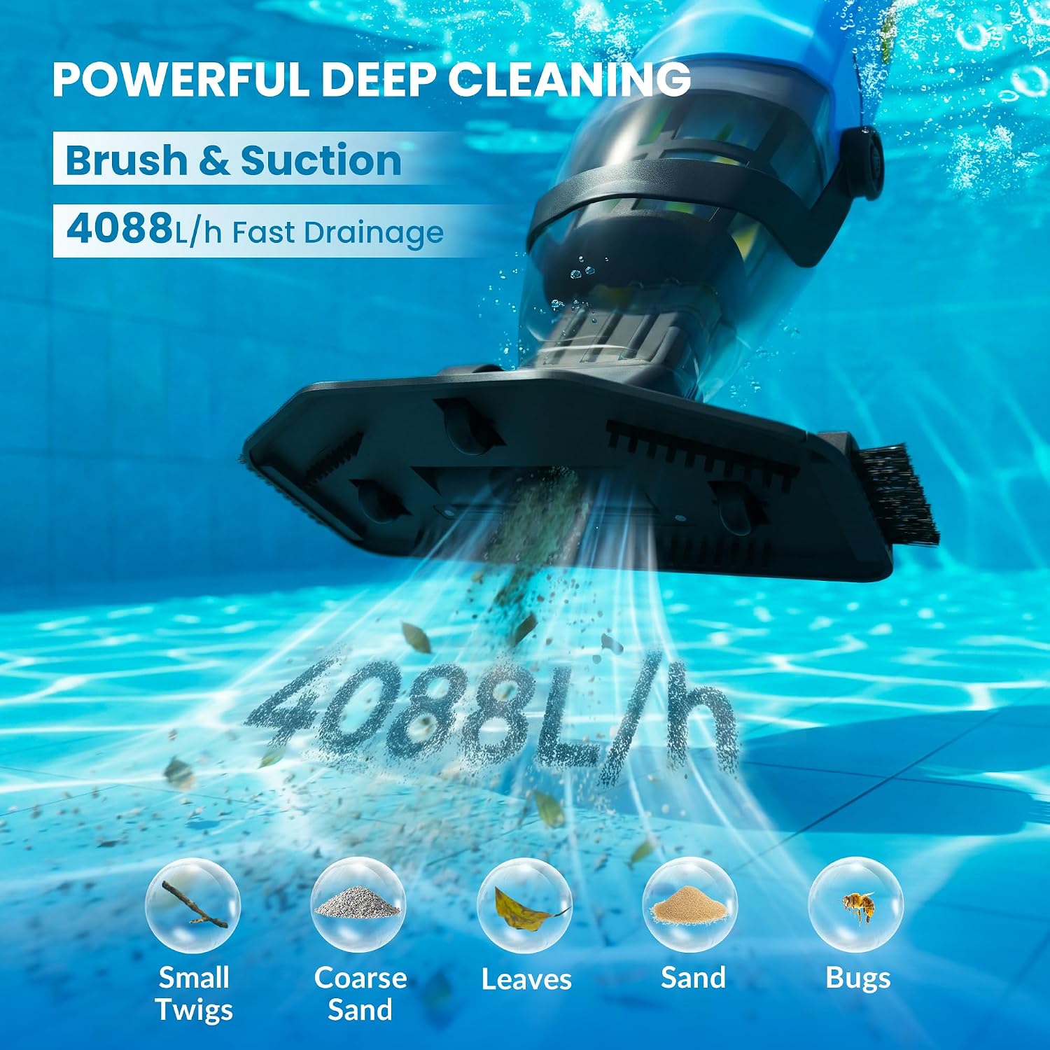 Detalle 2 de Pool Hoover Vacuum: Cordless Pool Cleaner for Above Ground, Inground Pools and Spas