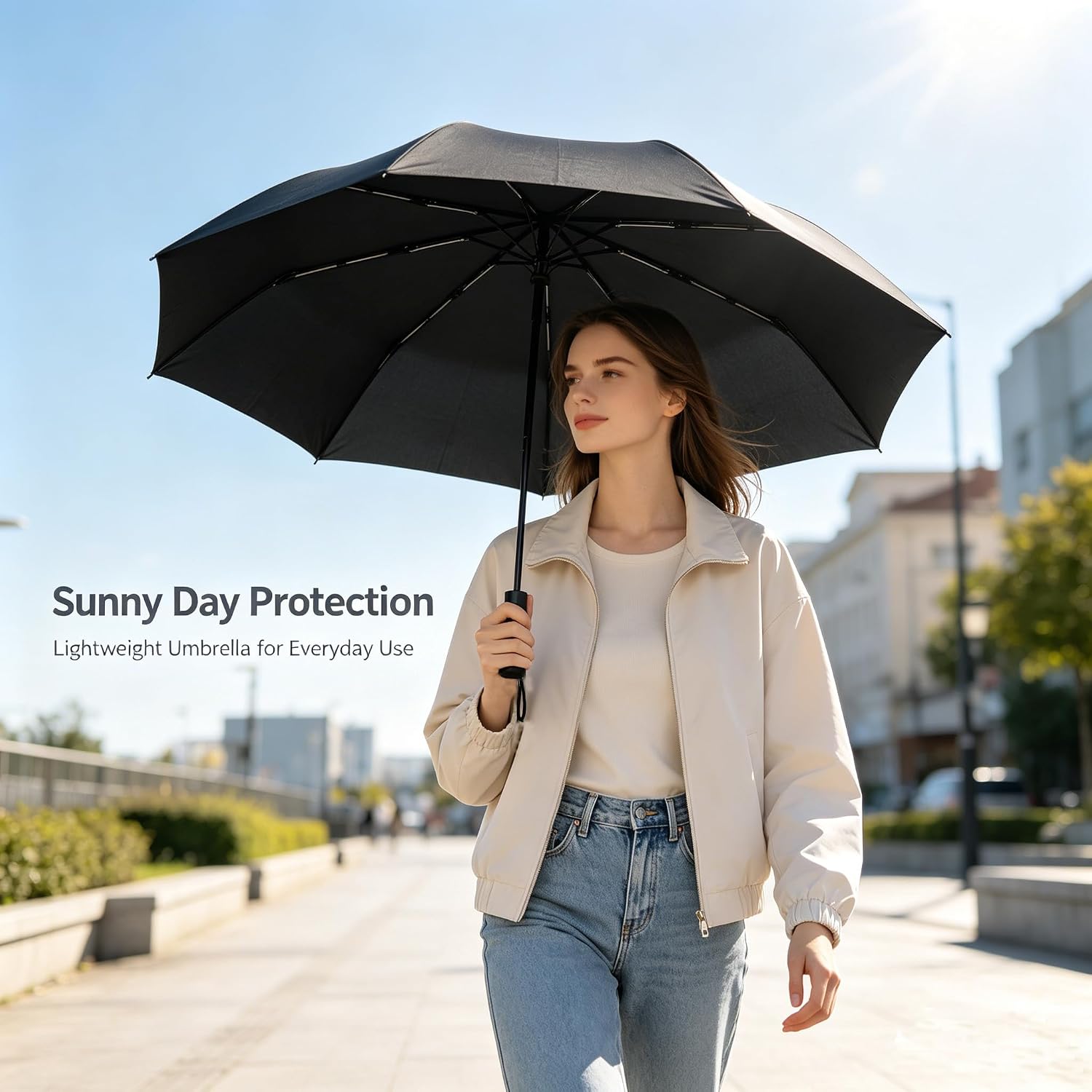 Detalle de ACEIken reverse close folding windproof travel umbrella – auto open/close compact compact and portable