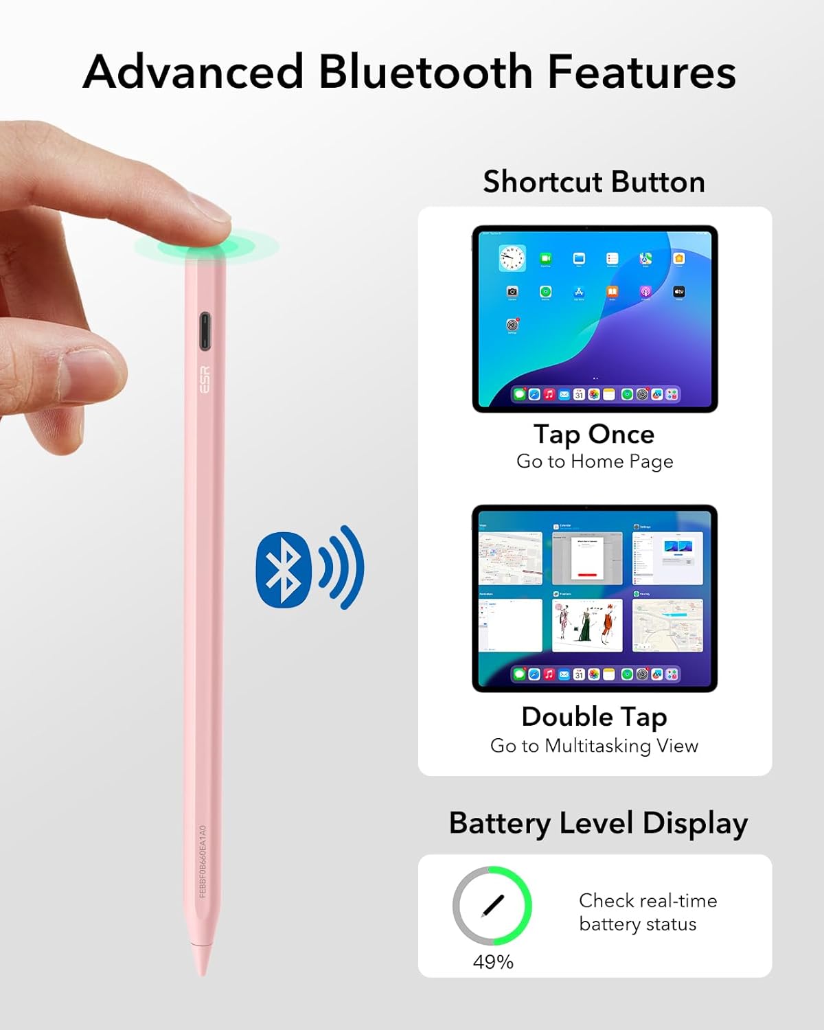 Thumbnail 3 de ESR Geo Digital iPad Pencil: Find My compatible, with quick shortcuts and tilt sensitivity