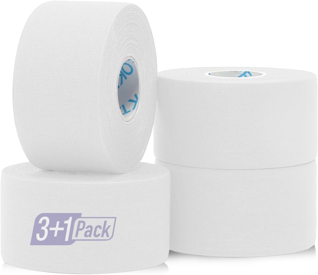 Detalle de OK TAPE Nastro sportivo bianco — set di 4 rotoli (3.8 cm x 13.7 m) con adesione extra forte