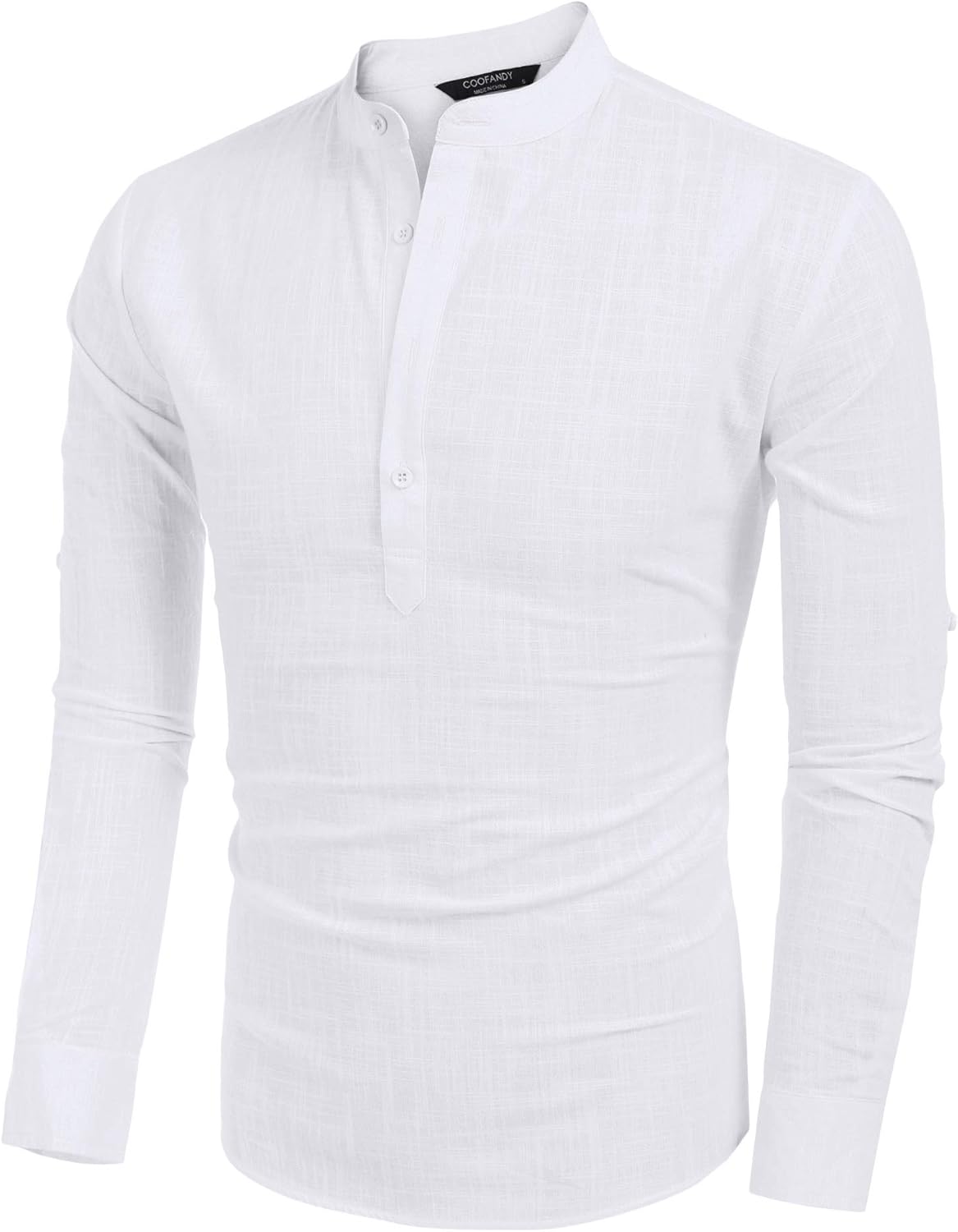 Thumbnail 3 de COOFANDY Men's Cotton Linen Henley T-Shirt Long Sleeve