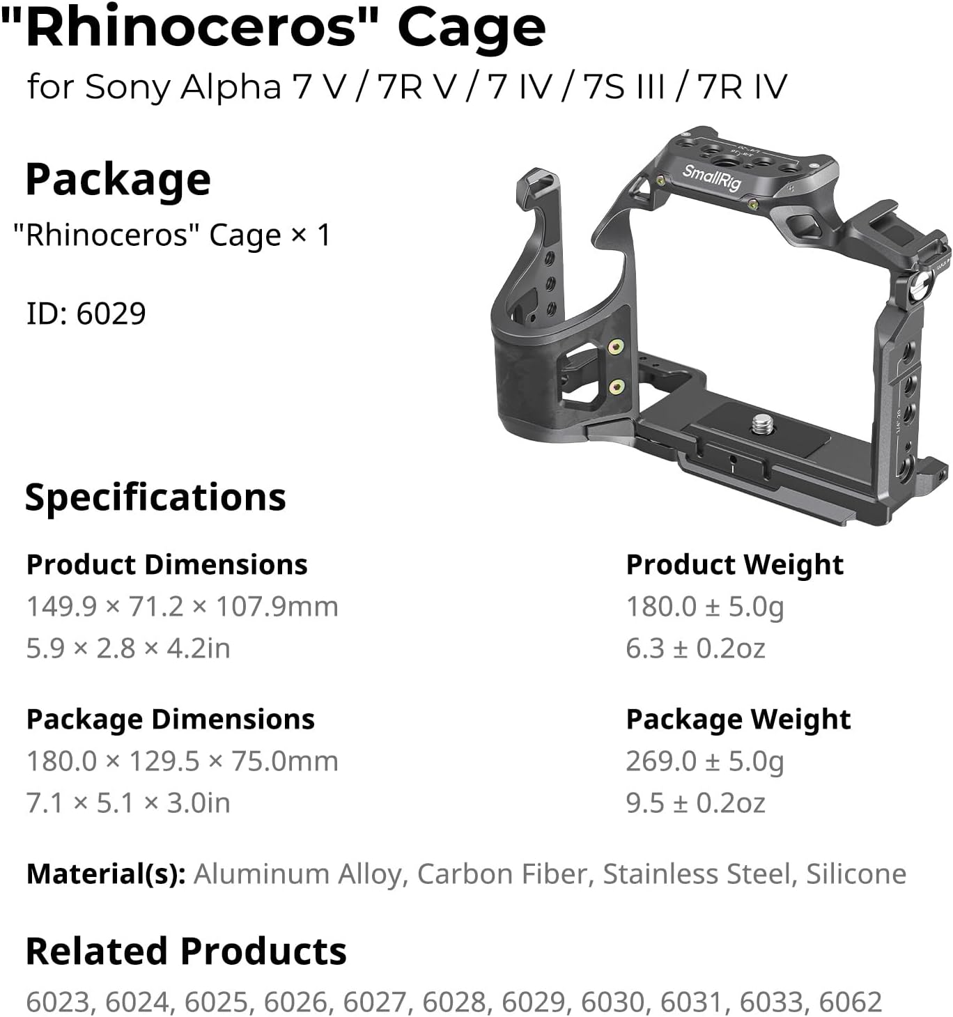 Thumbnail 6 de SmallRig Gabbia per rinoceronti A7 V/A7R V/A7 IV/A7S III/A7R IV: design elegante, protezione e versatilità