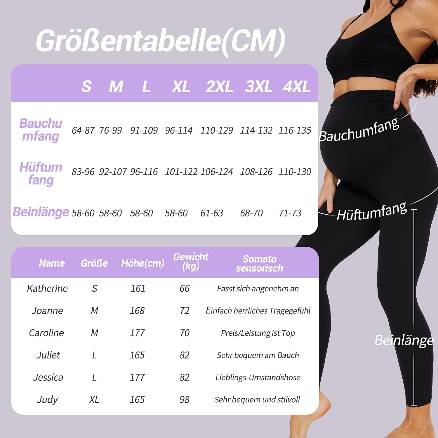 Thumbnail 5 de AMIYOYO Damen High-Waist Schwangerschaftslegging mit Blickdichte