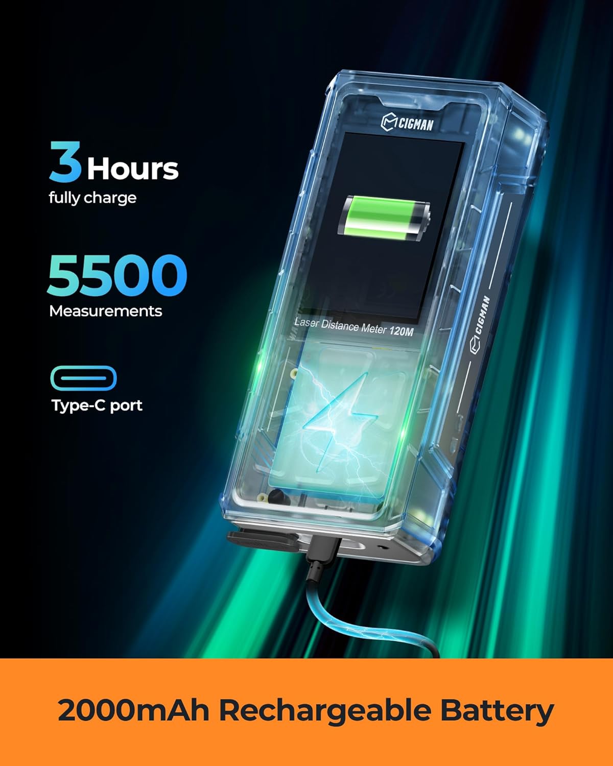 Thumbnail 4 de CIGMAN CD-120G bilateral laser distance meter (120m) with point finder camera and IP68 protection