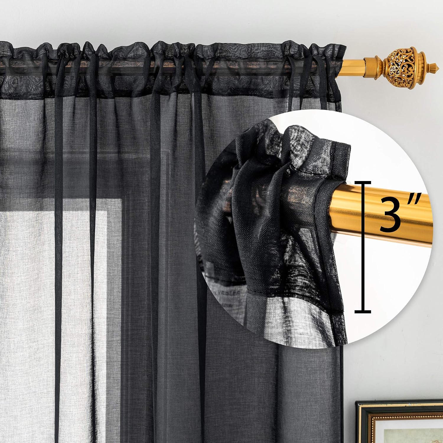 Detalle de DUALIFE Sheer Curtains, 54-Inch Length