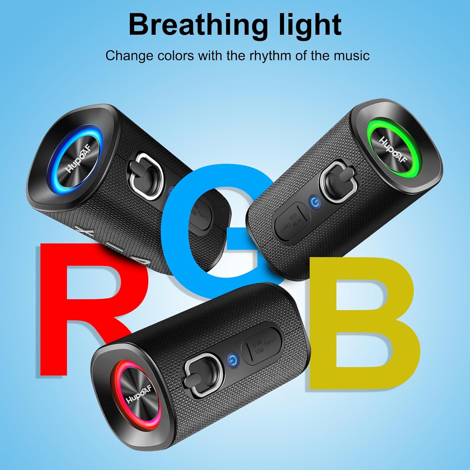 Thumbnail 3 de Hupoaf Bluetooth 5.4 Portable Speaker with Stereo Sound, Extra Bass, IPX7 and 15H Playtime