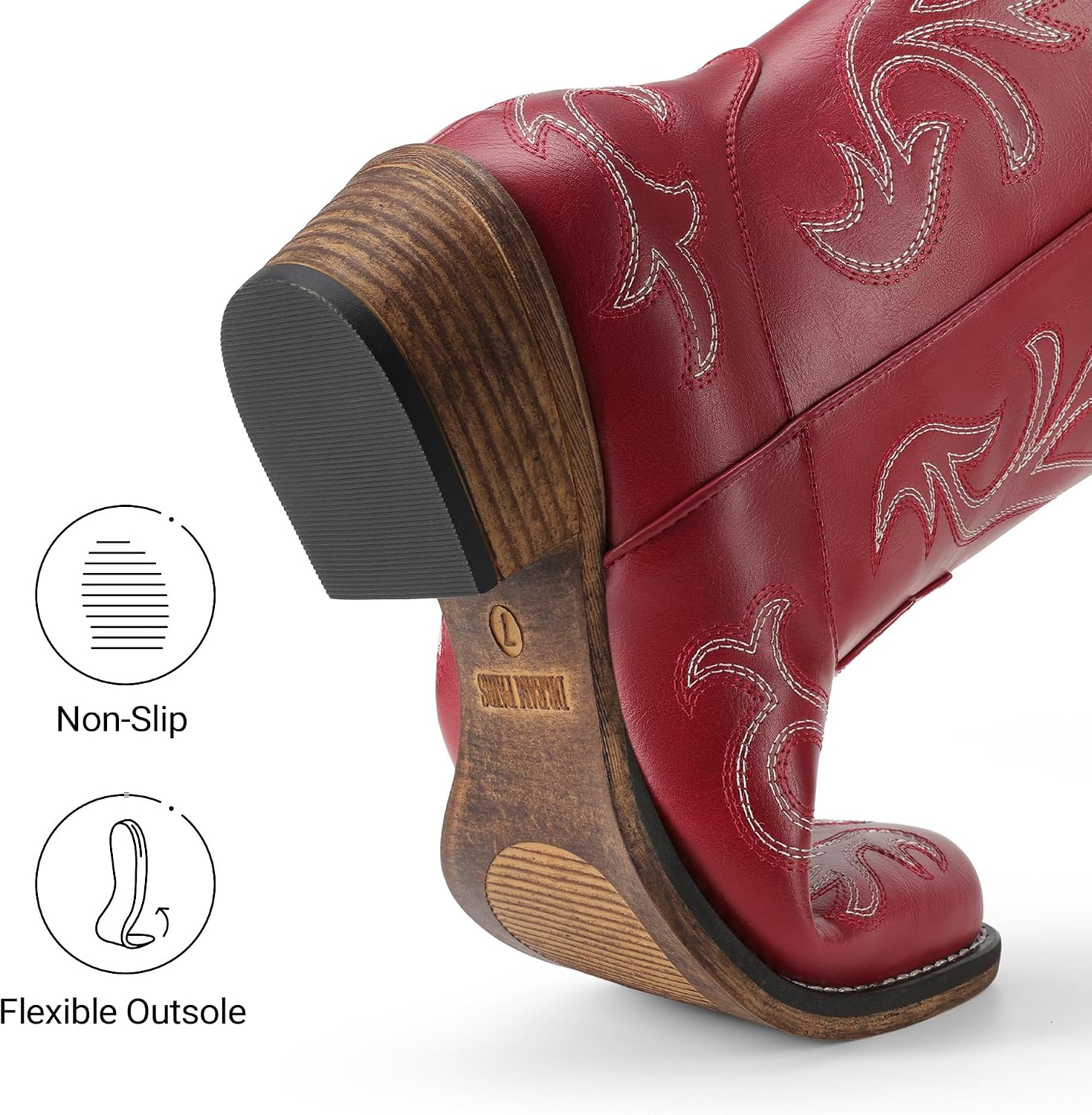 Detalle de DREAM PAIRS Women's Western Boots with Square Toe