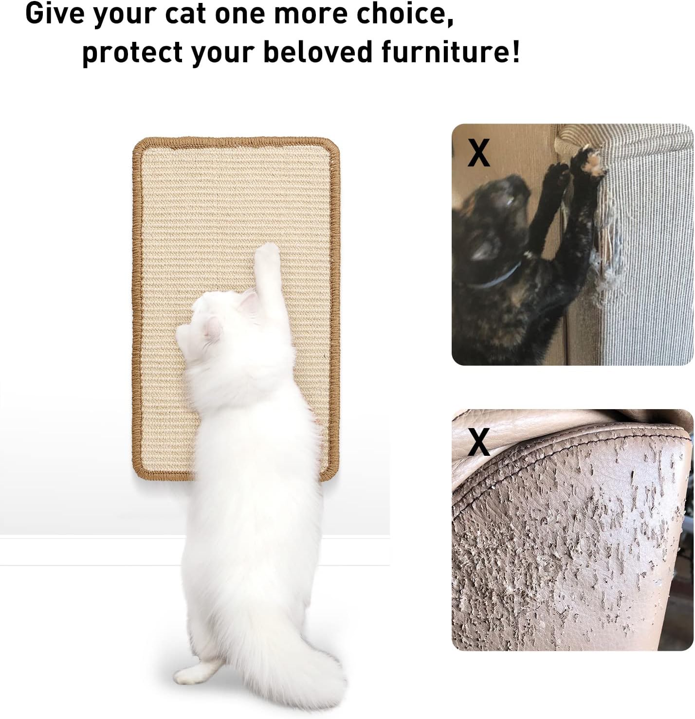 Detalle de FUKUMARU Cat Scratcher Mat (30 x 50 cm) Natural Sisal Beige – horizontal floor scratching pad