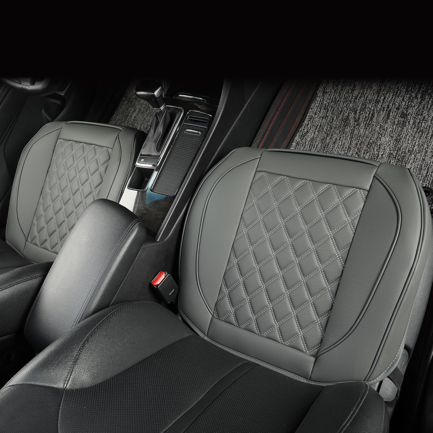 Thumbnail 3 de Vankerful 2 Pack Faux Leather Front Seat Covers (Grey) – Bottom Seat Cushion Protectors