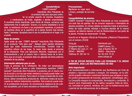 Detalle de COMPO Axiendo Insecticida ultrapolivalente de 750 ml para plantas de interior y exterior