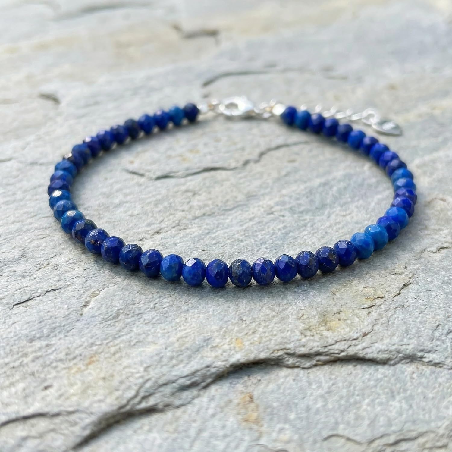 Detalle 2 de Naturstein Armband 925 Sterling Silber – Rubin, Malachit, Lapislazuli oder Granat