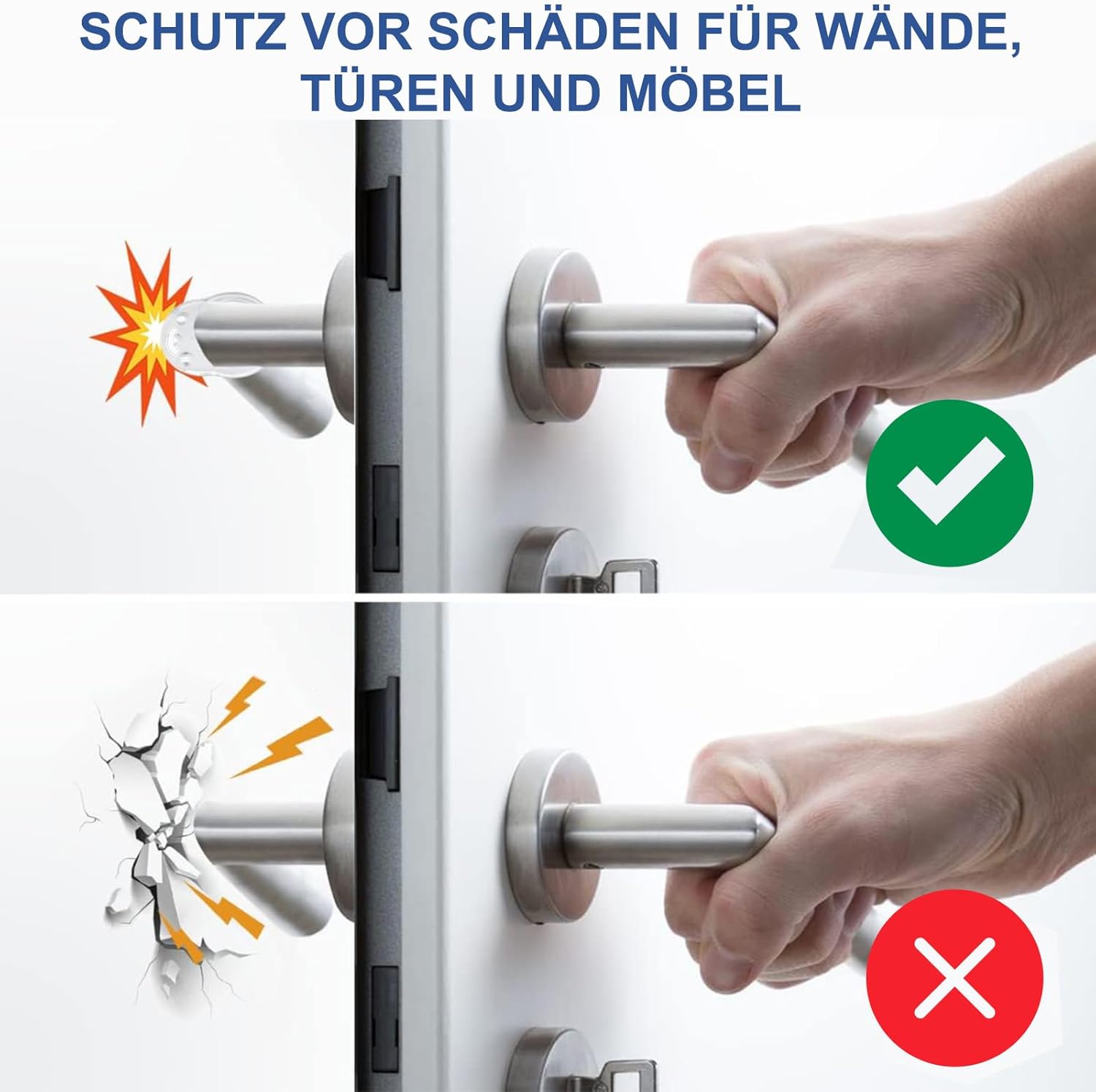 Thumbnail 1 de Türklinkenpuffer 8er-Set Türstopper aus transparentem Silikon (Ø 18 mm) – zum Schutz von Türgriff & Fensterklinke
