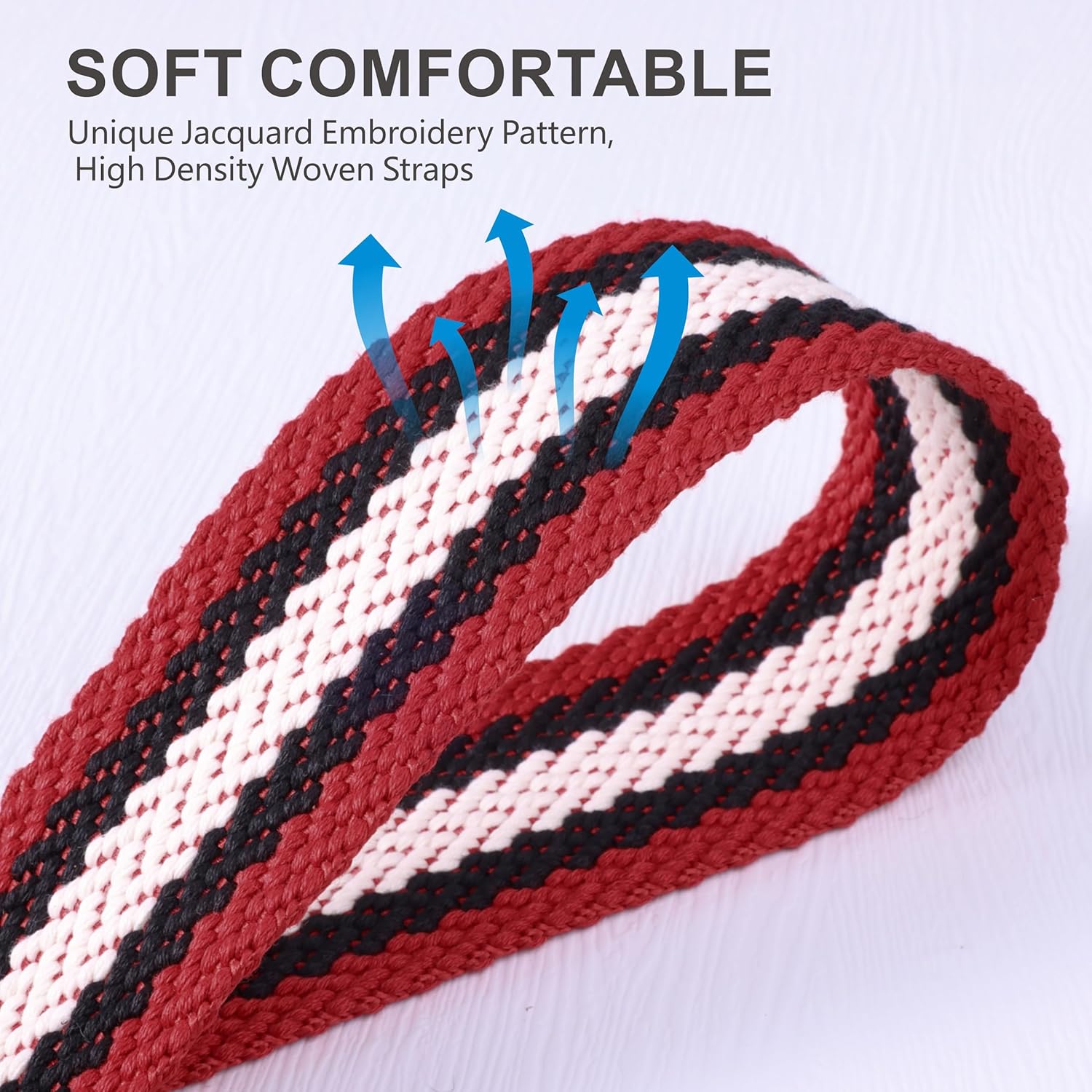Detalle 2 de Padwa Lifestyle Stripes Adjustable Camera Strap with Quick Release Clip – 2" Full Grain Leather Head, Soft Cotton Rope Weave