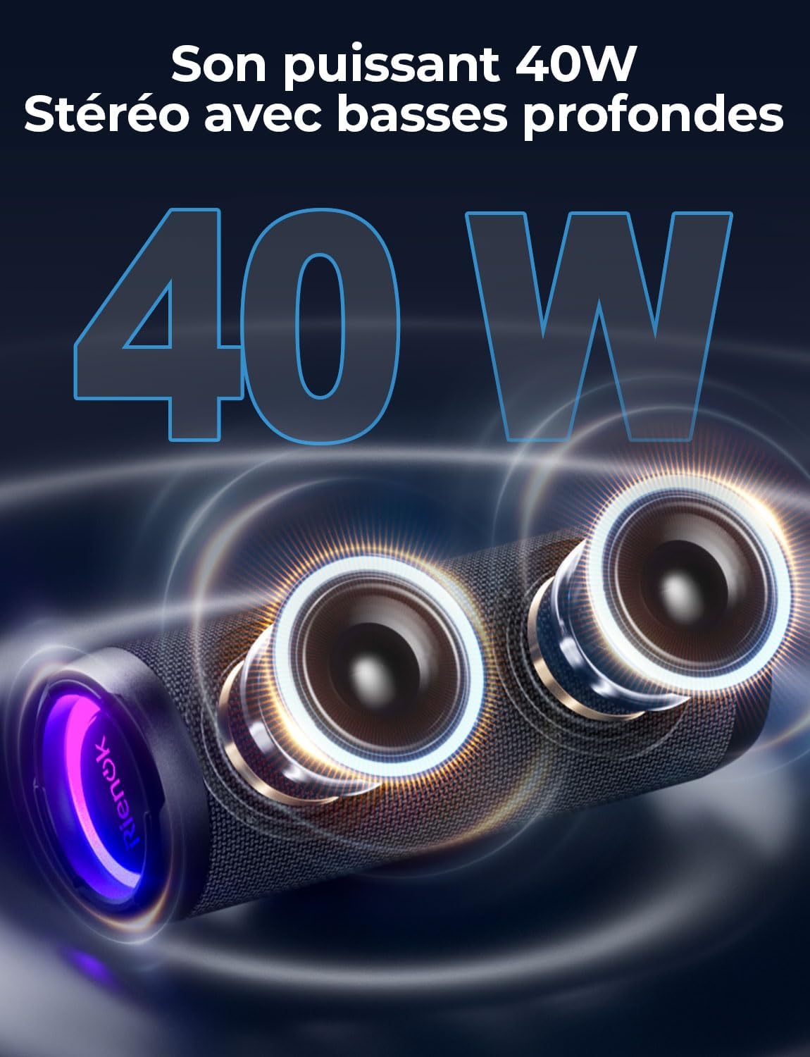 Detalle 2 de RIENOK Enceinte 40W Bluetooth 5.3