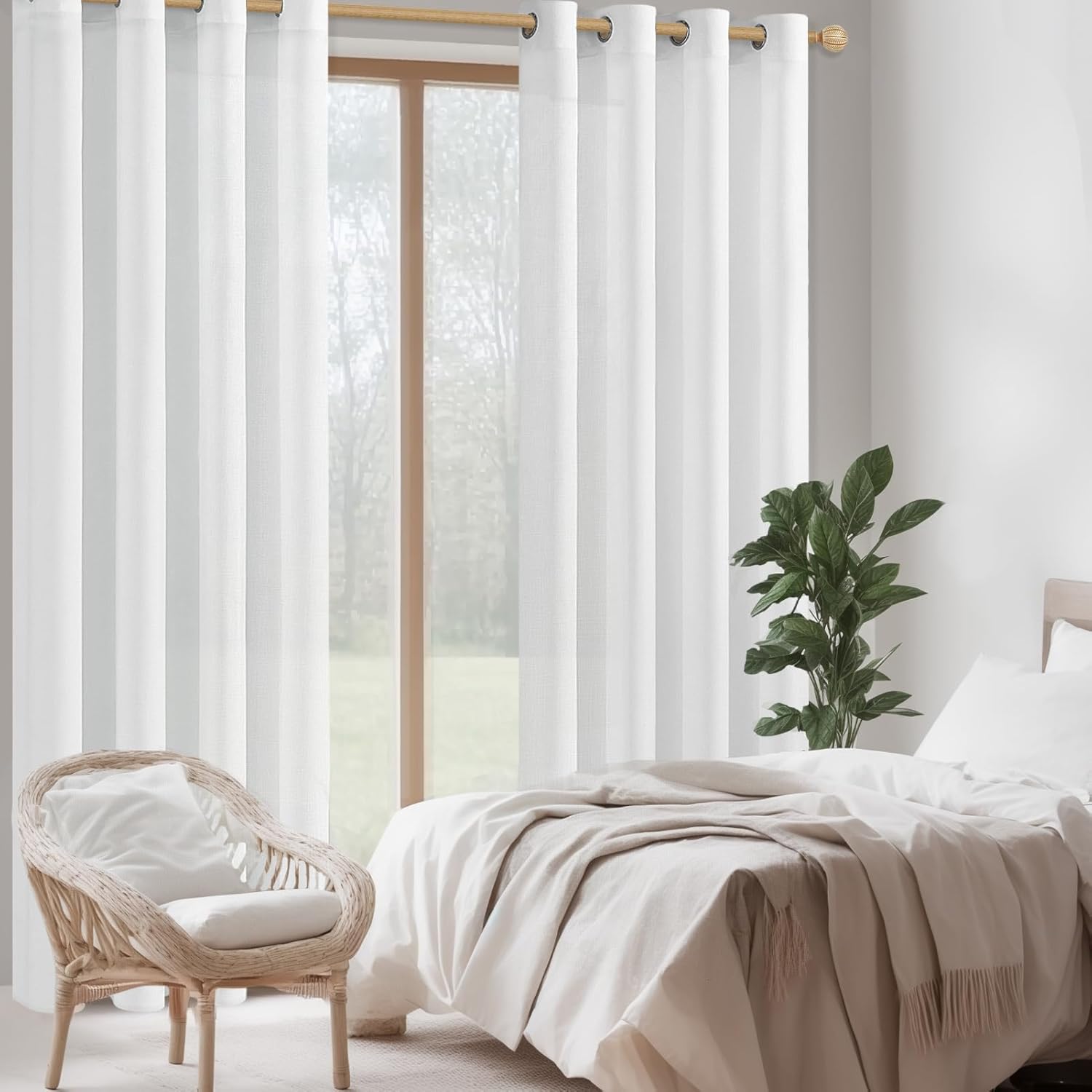 Thumbnail 5 de CUTEWIND Vorhang Weiss Leinenoptik 245 cm