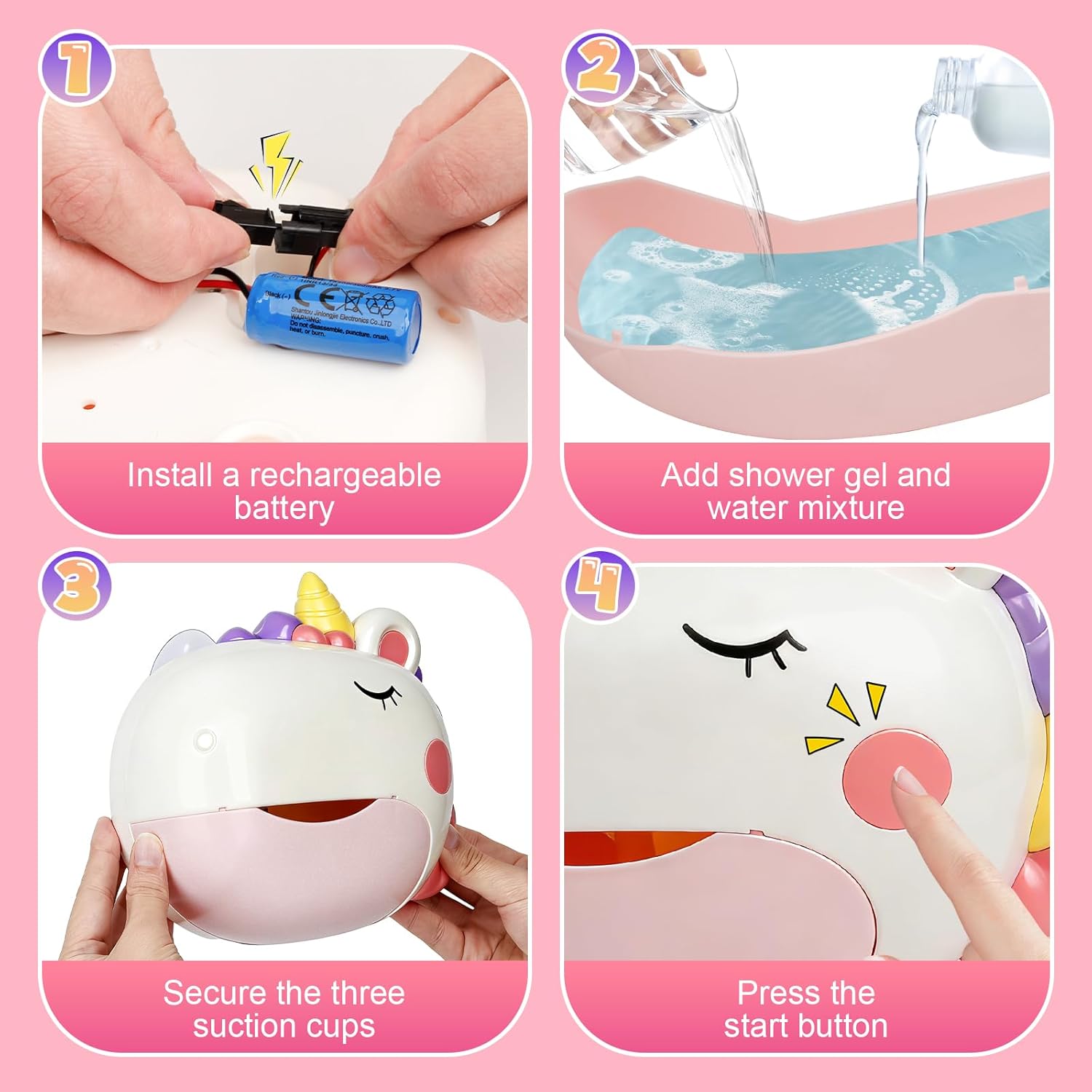 Thumbnail 4 de JoiTale Unicorn Rechargeable Bubble Machine 12 songs