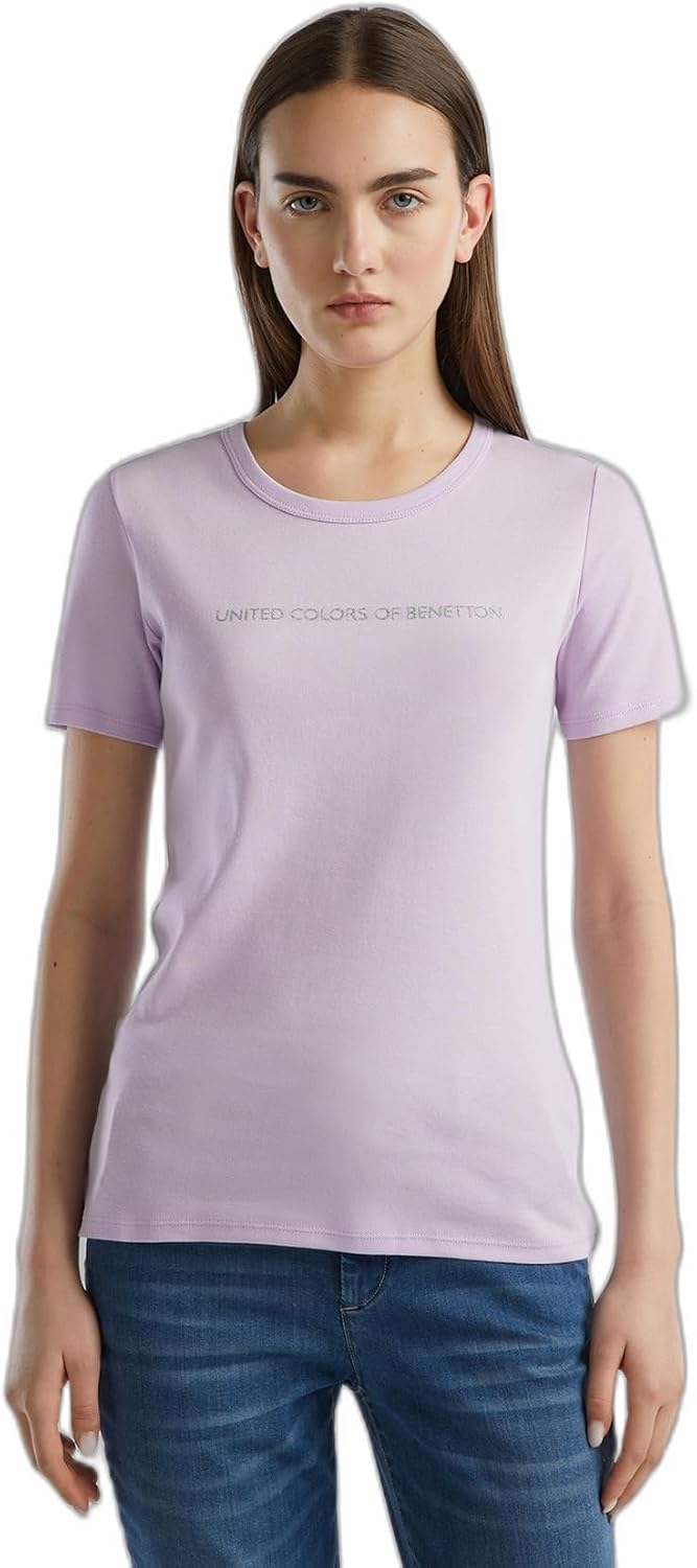 Thumbnail 6 de Benetton Damen Basic T-Shirt 100% Baumwolle