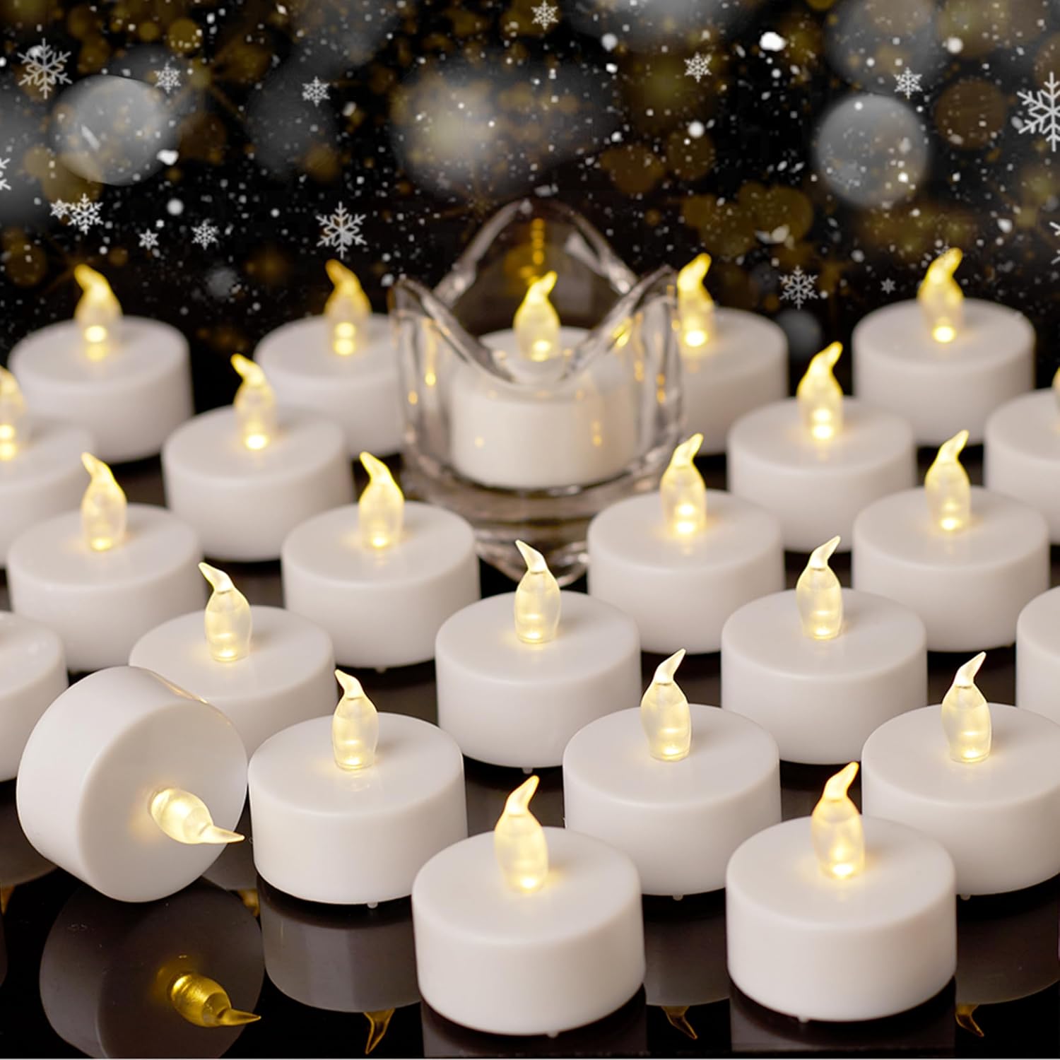 Detalle de Auralome LED flickering tea lights 50 pack