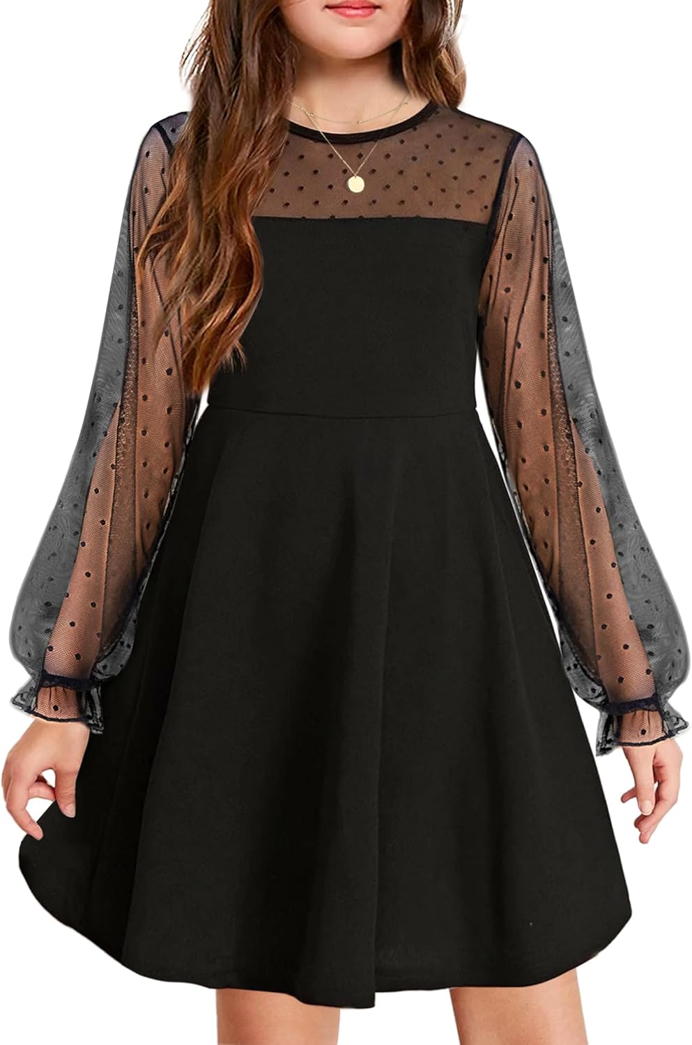 Detalle de Arshiner Girl's Contrast Mesh Puff Dress 6-13 yrs