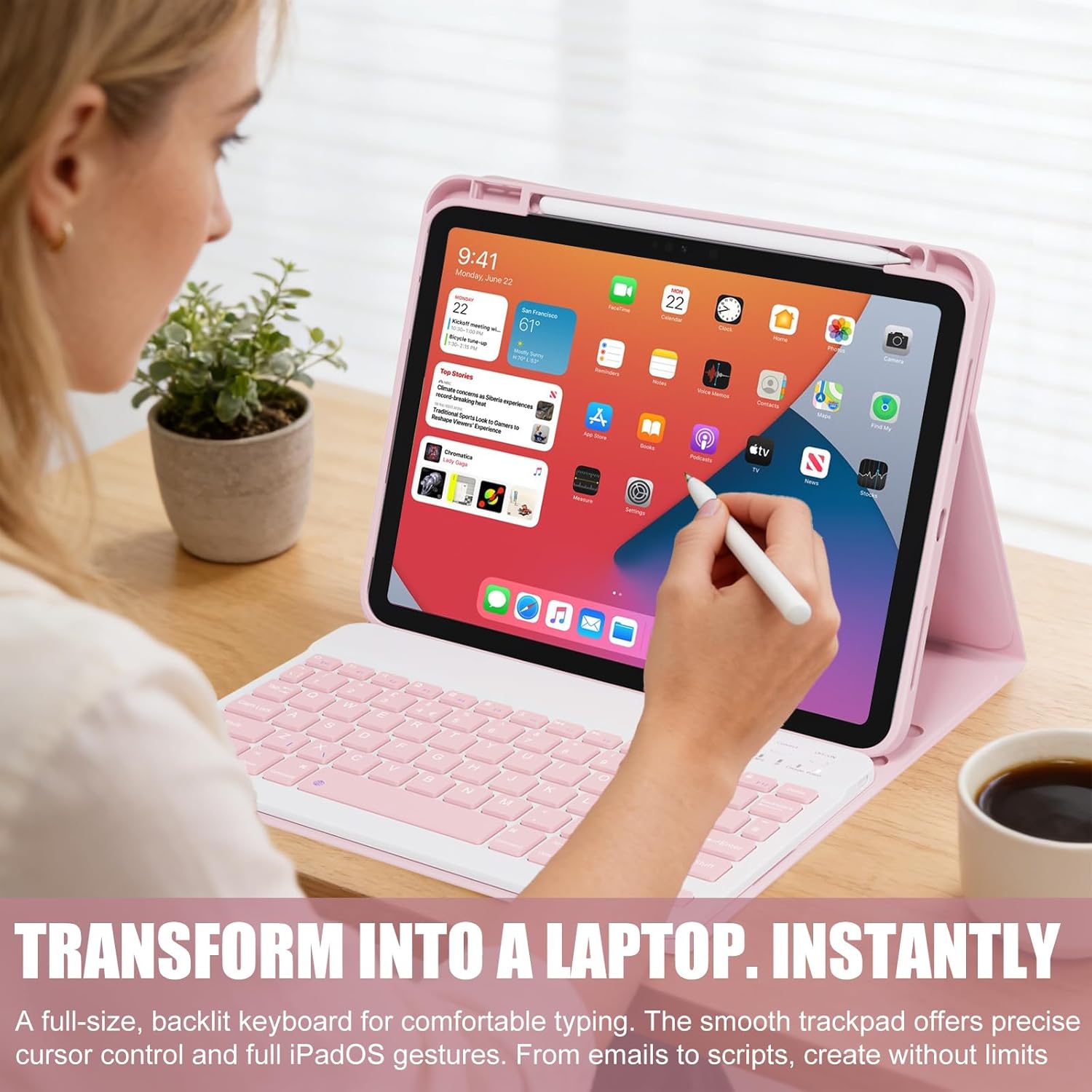 Thumbnail 6 de WIXY Case with Keyboard for iPad A16 11th Gen / 10th Gen – Pink