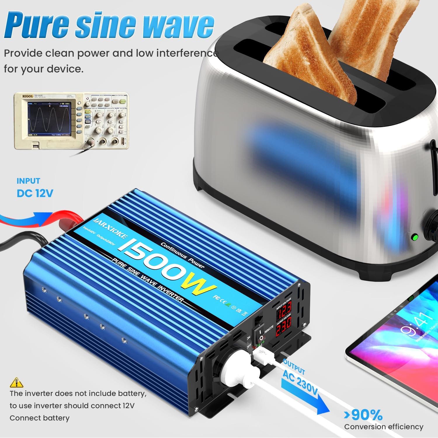 Thumbnail 3 de Reiner Sinus Wechselrichter 12V auf 230V 1500W/3000W inkl. Fernbedienung, EU-Steckdose und USB-Port