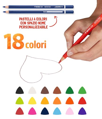 Detalle de Seven Set Matite Colorate 18 colori con Mina 4.0 e spazio per il nome