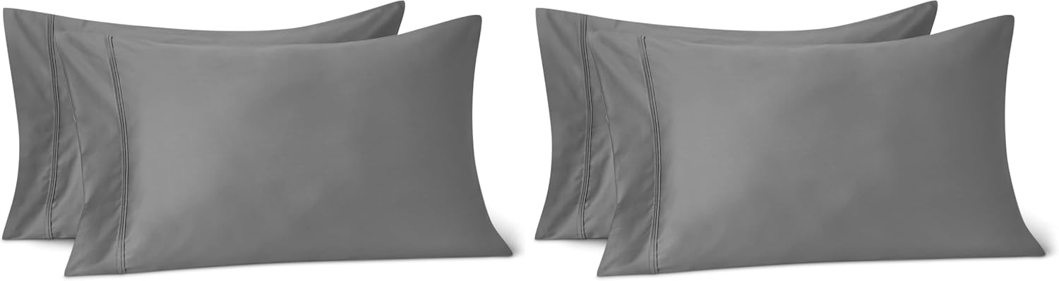 Detalle de Amazon Basics Deluxe Kissenbezug 80x80 cm, Satin 400 Fadenzahl, 2er-Pack, 100% Baumwolle, Weiß
