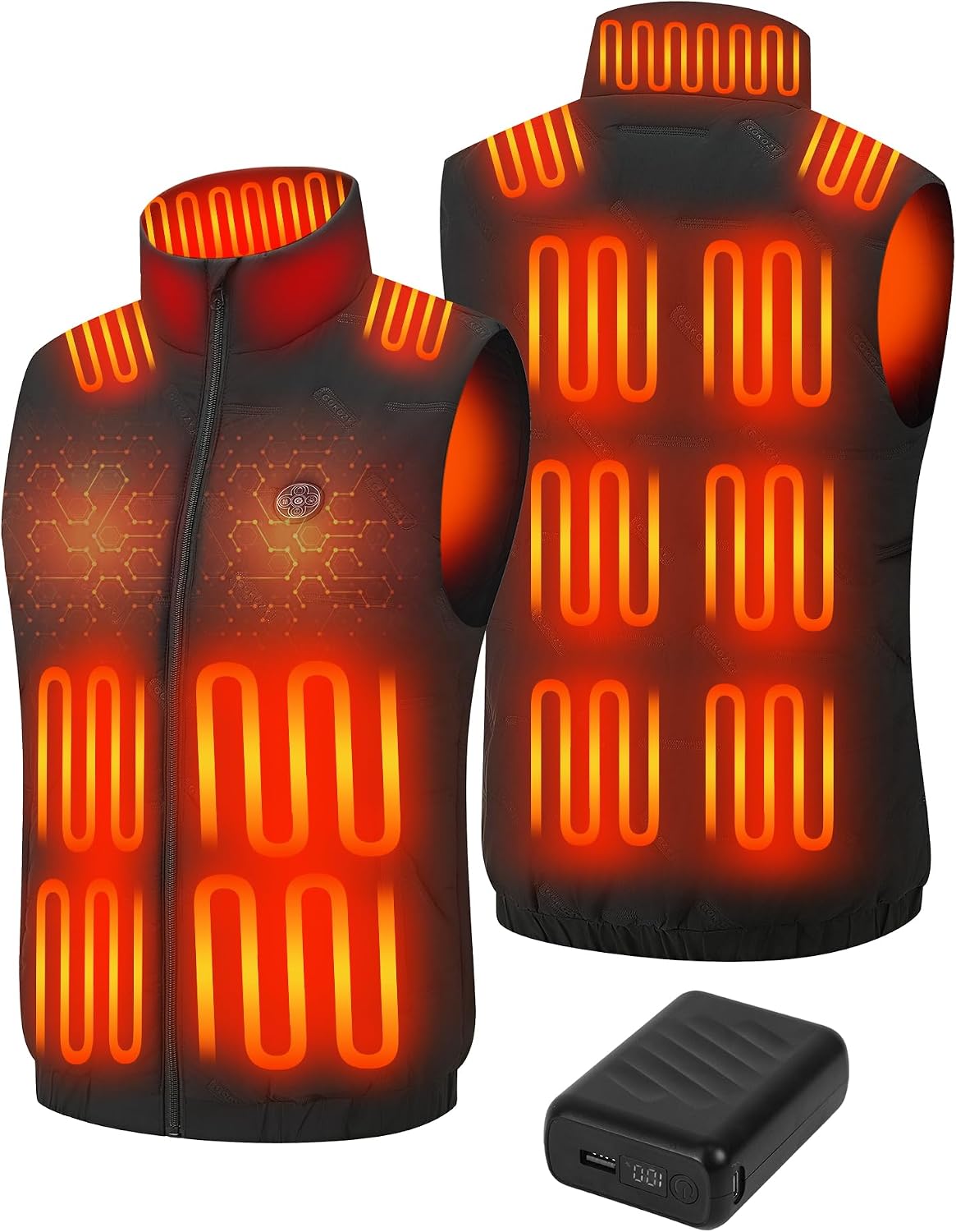 Detalle de GOKOZY Men's Heated Vest, 15 Heating Zones, 12V 20,000mAh Battery