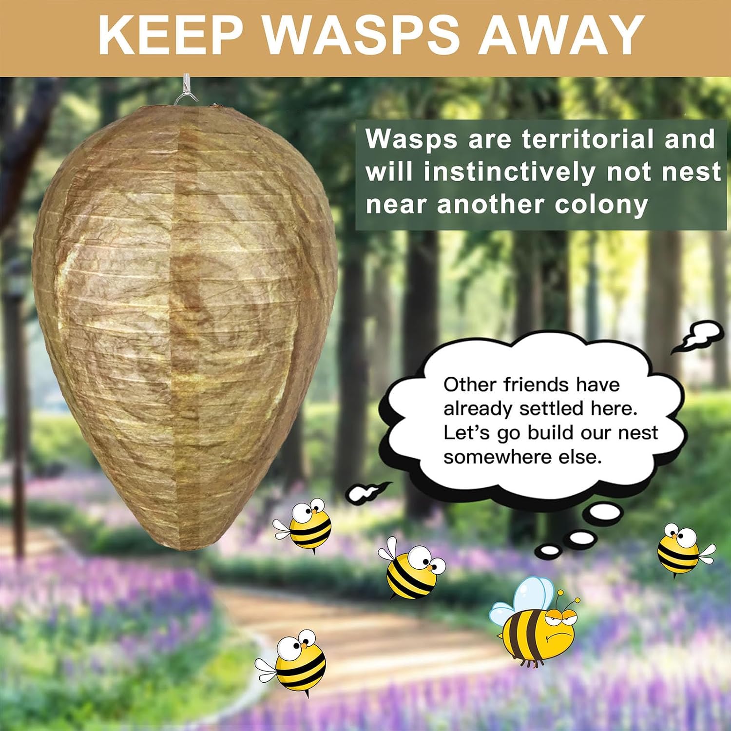 Thumbnail 1 de KSRDOVSA Hanging Wasp Nest Decoys, 4-Pack Paper Outdoor Deterrents