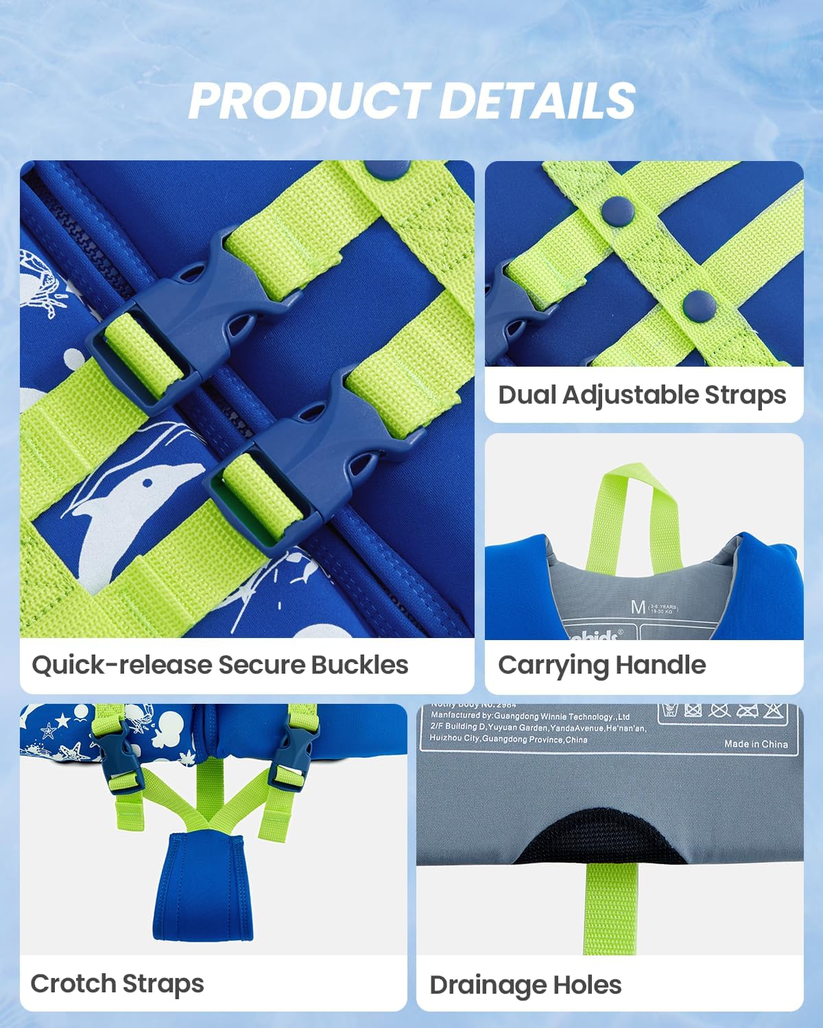 Thumbnail 3 de Gogokids Toddler Swim Vest (Kids Floaties) for Pool & Beach, Fits 2–8 Years / 22–60 lbs