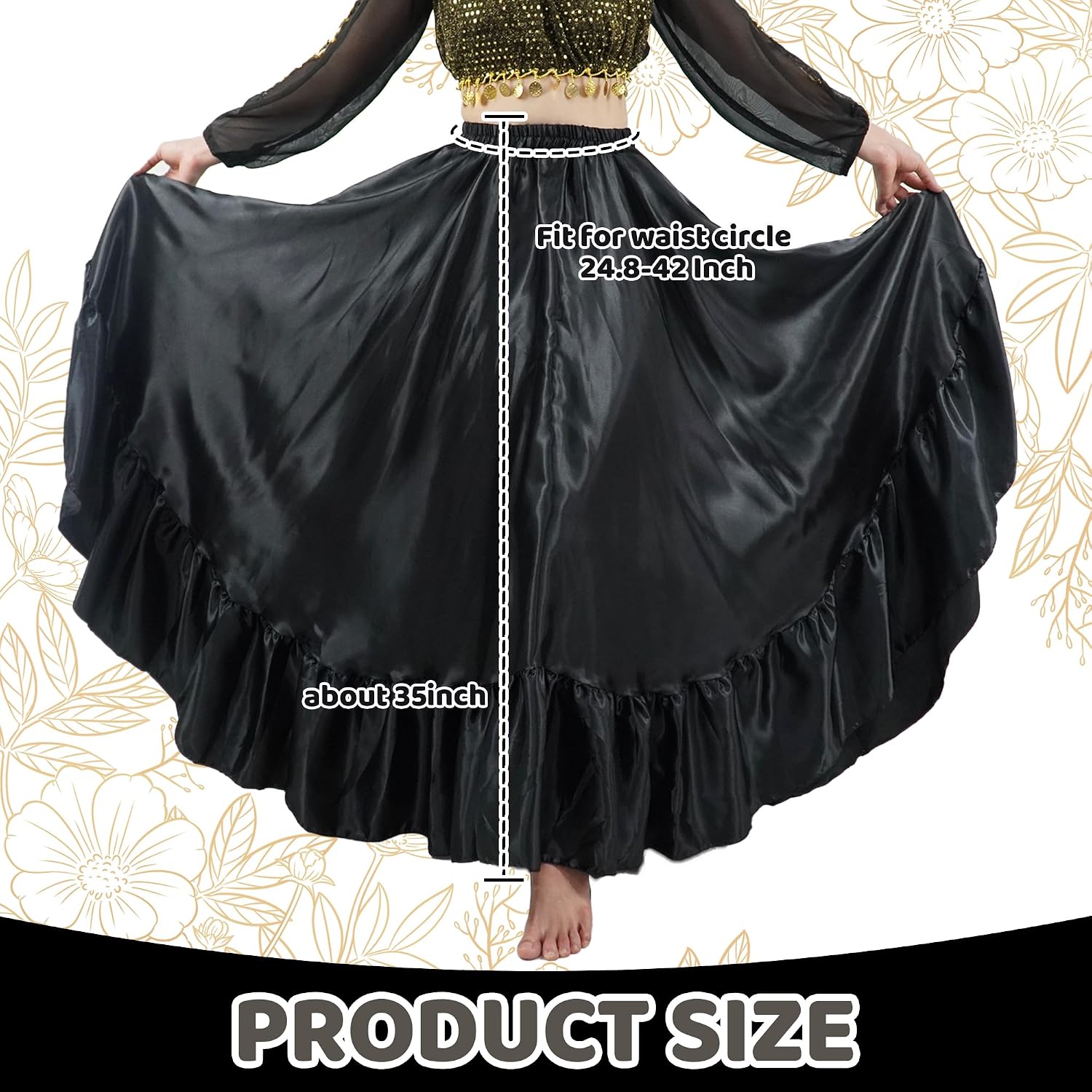 Thumbnail 1 de Baisdan Satin Belly Dance Skirt 37.8in