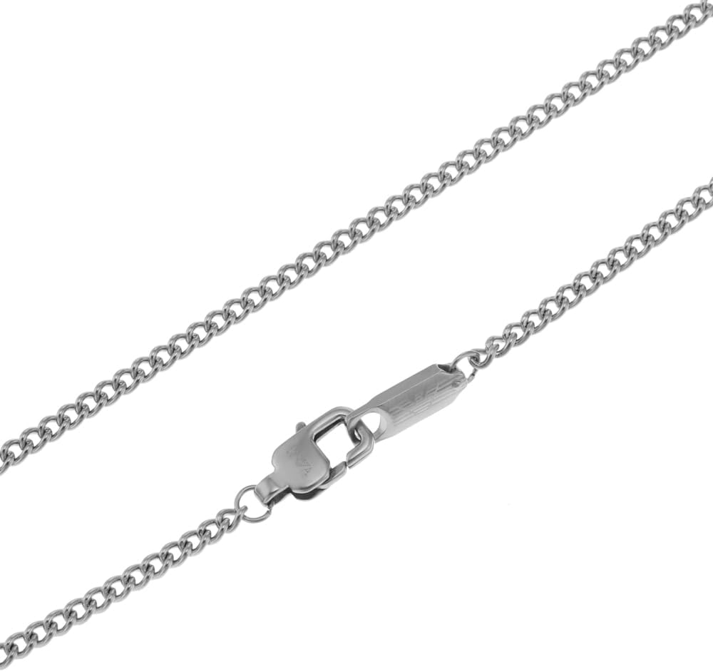 Detalle de EMPORIO ARMANI Herren-Edelstahl Halskette mit Karabinerverschluss – silberner Anhänger